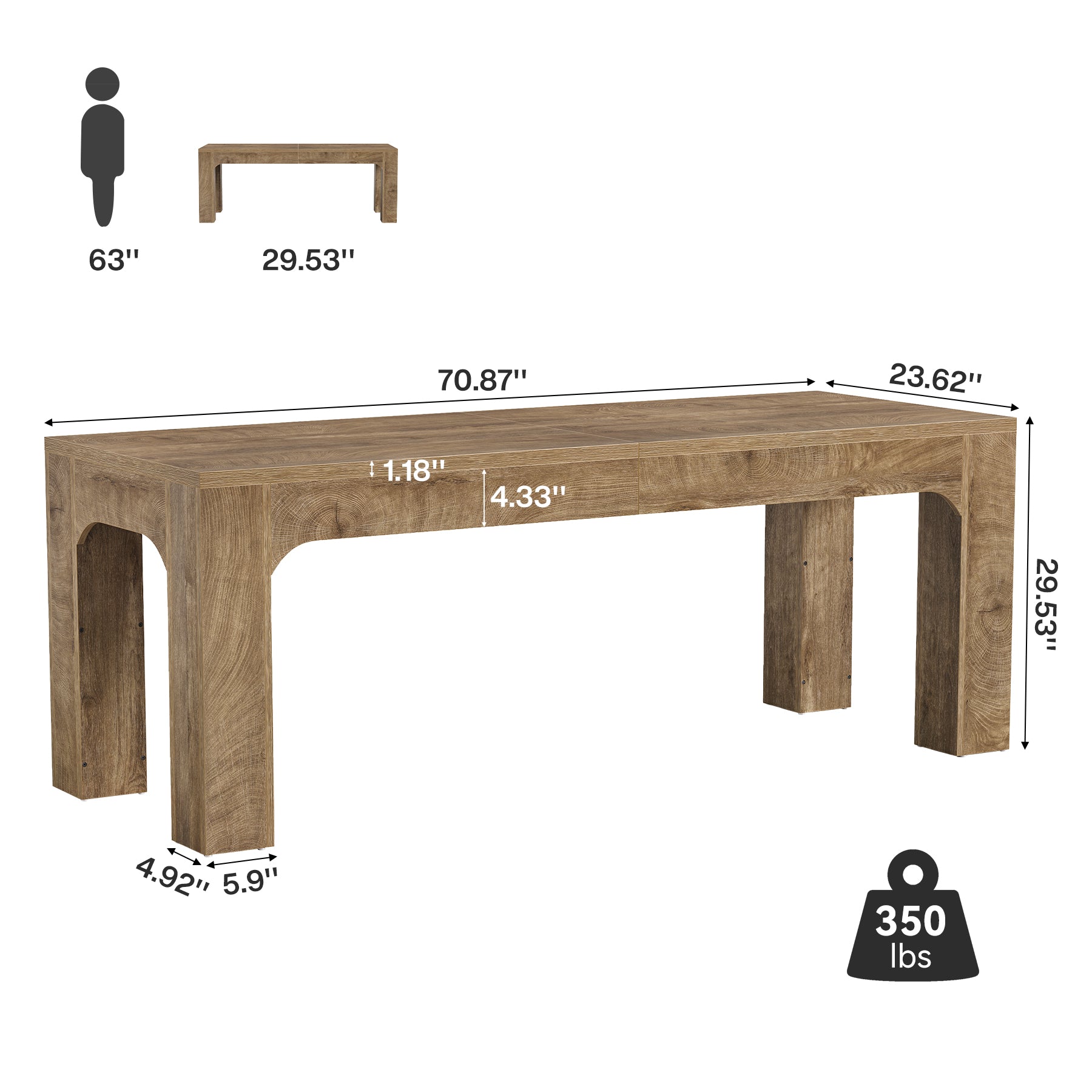 70.9" Extra Long Two Person Desk, Computer Desk Large Writing Desk for Home Office