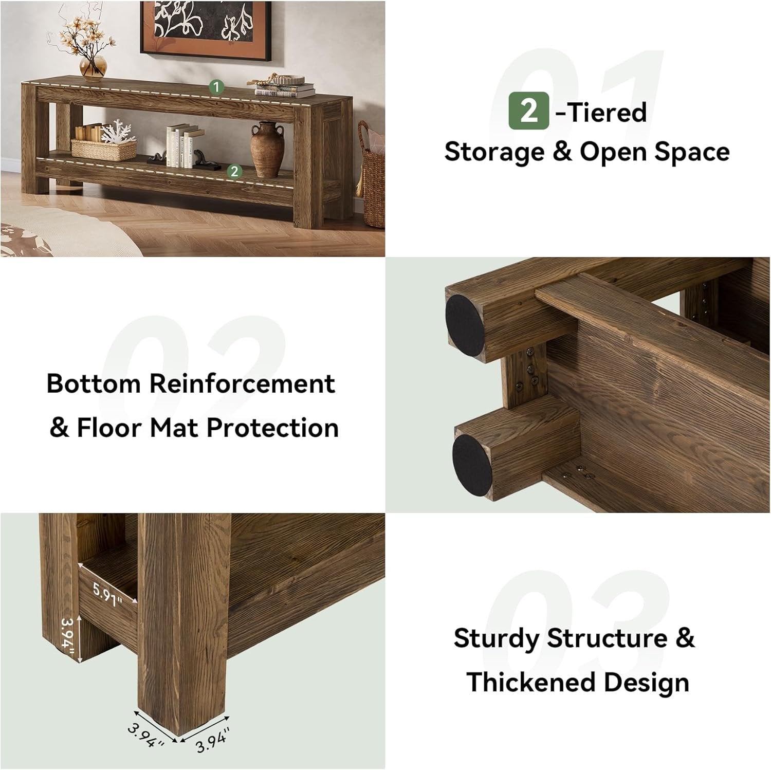 70.9" Farmhouse TV Stand, Wood Entertainment Center for 65/70/80/85-Inch TVs