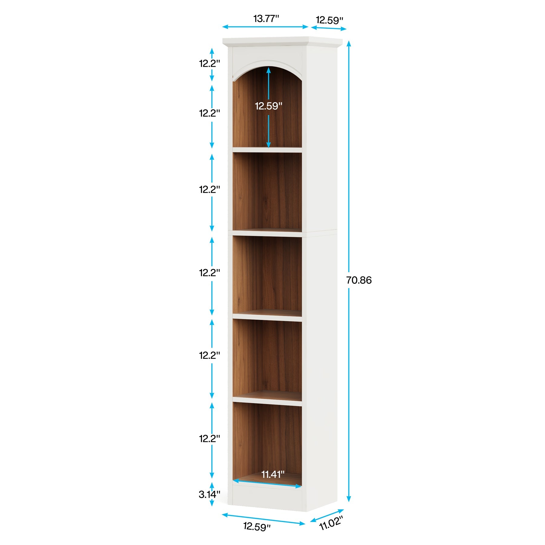 70.9" Narrow Bookcase, 5-Tier Cube Bookshelf Display Rack with Storage