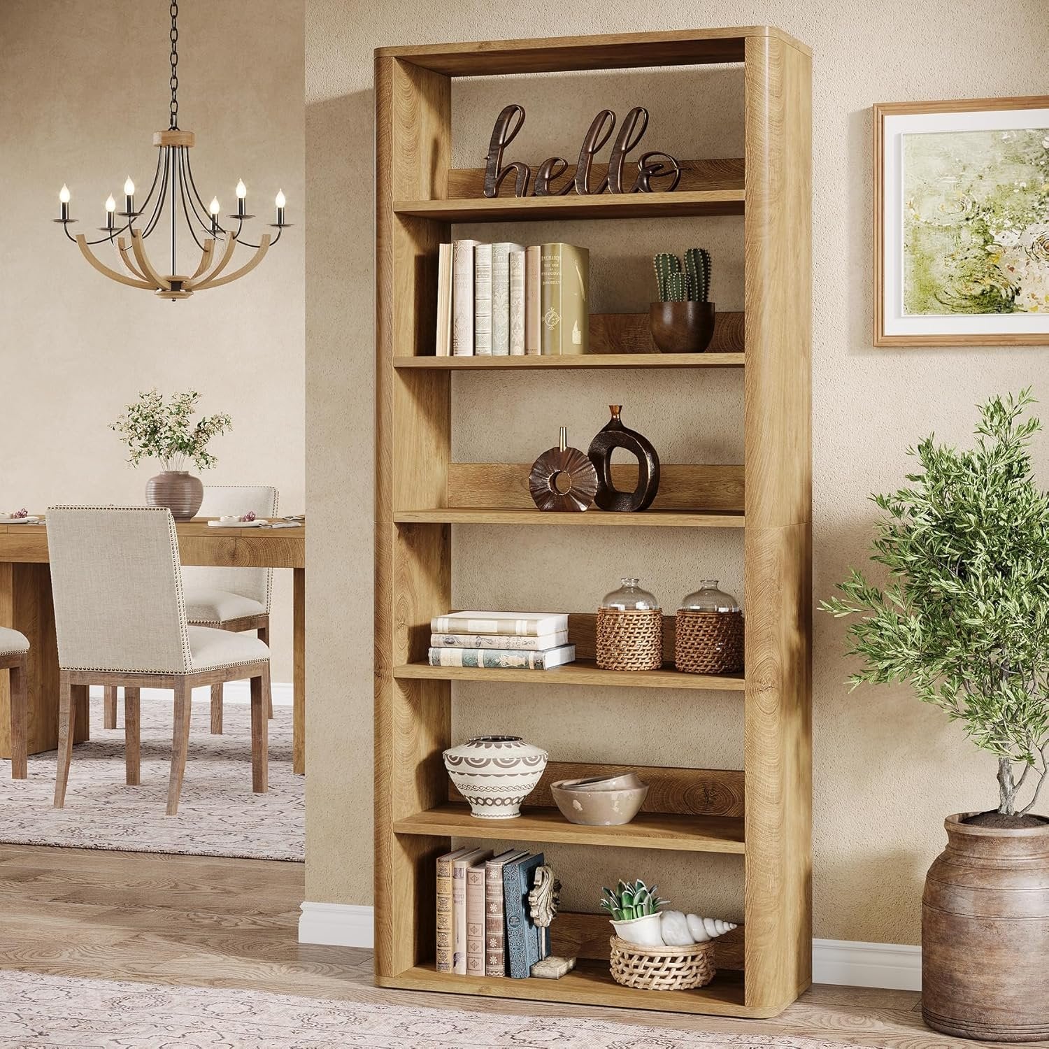 70.9" Tall Bookcase, 6-Tier Floor Standing Bookshelves with Storage Shelves