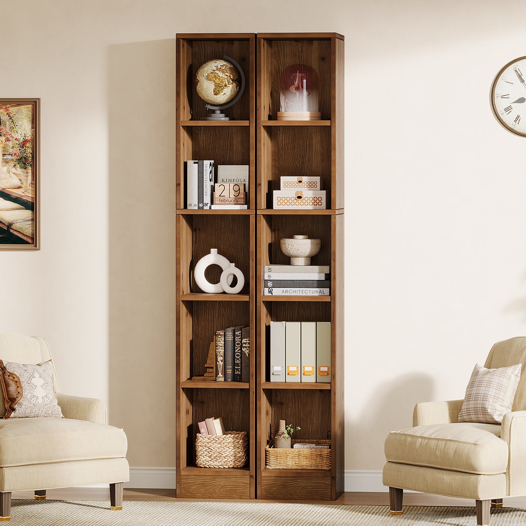 70.9" Tall Bookshelf, 5-Tier Wood Corner Bookcase Display Shelves for Home Office