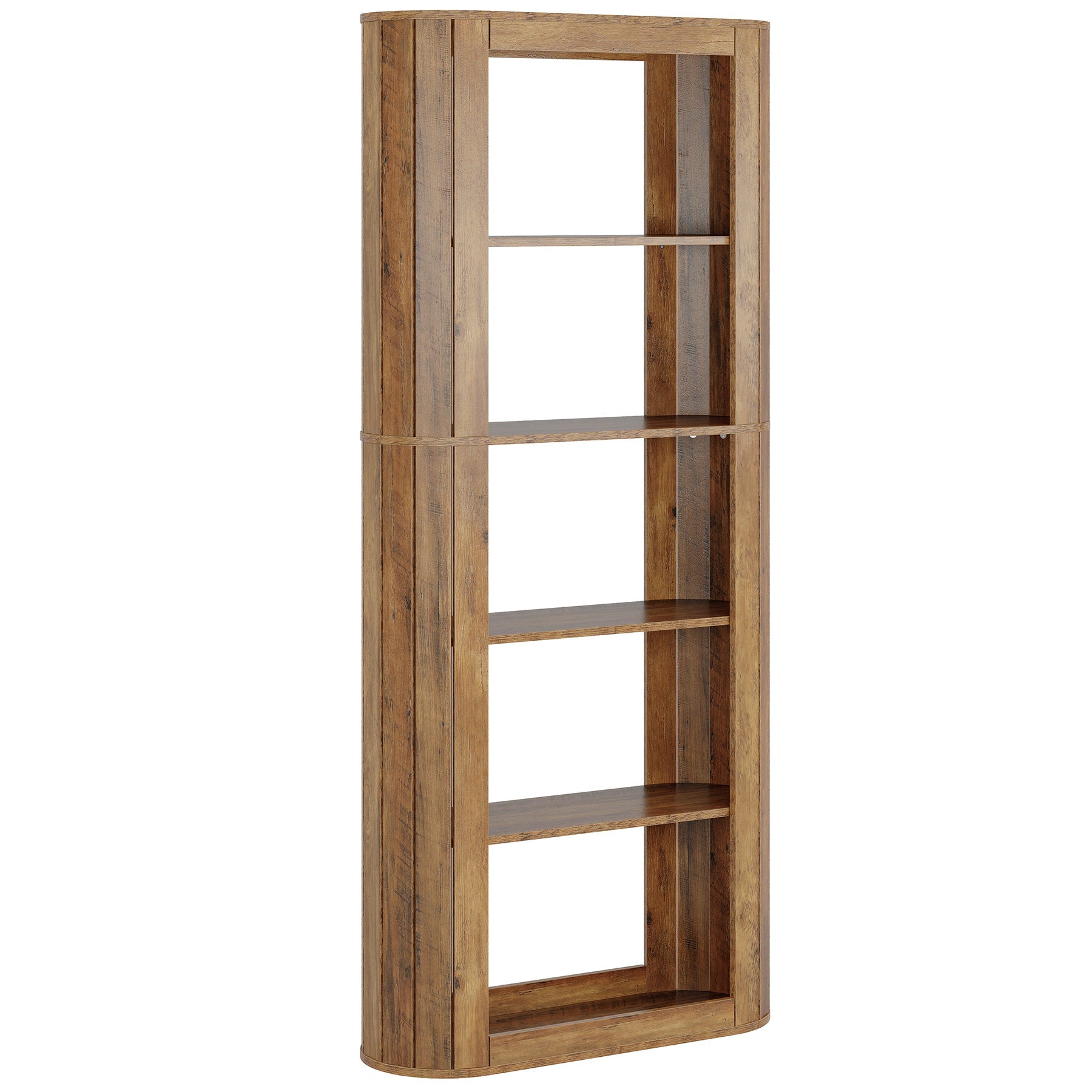 70.8" Bookcase, 5 - Tier Bookshelf Etagere with Open Display Shelf Tribesigns