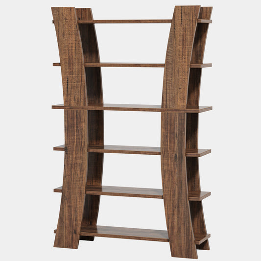 70.8” Bookshelf, 6-Tier Wood Etagere Bookcase Display Shelf with 6 Shelves Tribesigns