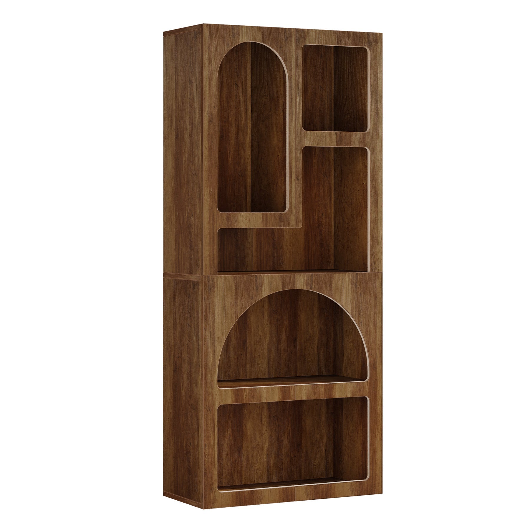 70.8" Bookshelf, Geometric Bookcase Display Shelf with 5 Irregular Storage Shelves Tribesigns