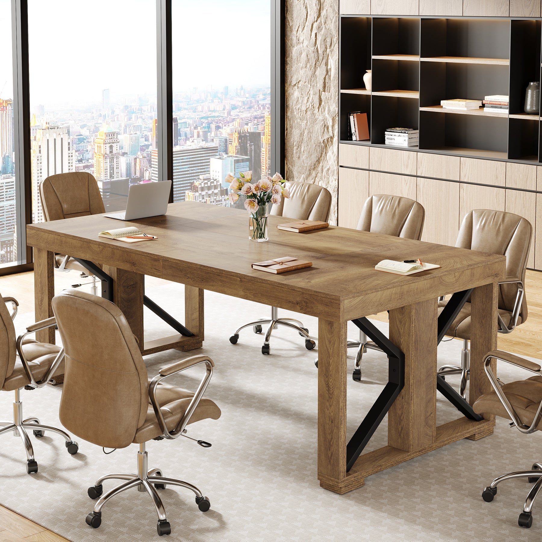 70.8" Conference Table, Rectangle Meeting Table with Large Tabletop Tribesigns