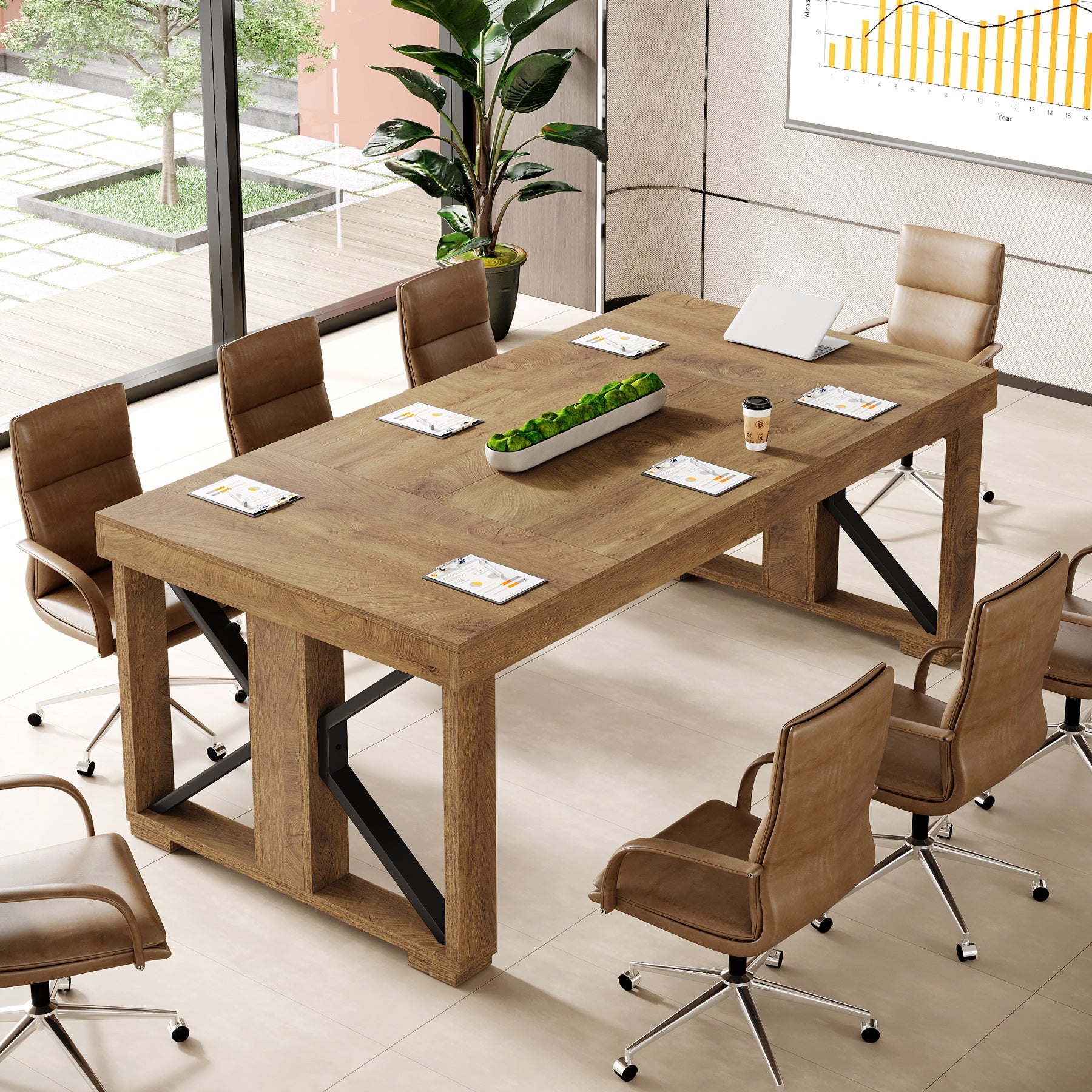 70.8" Conference Table, Rectangle Meeting Table with Large Tabletop Tribesigns