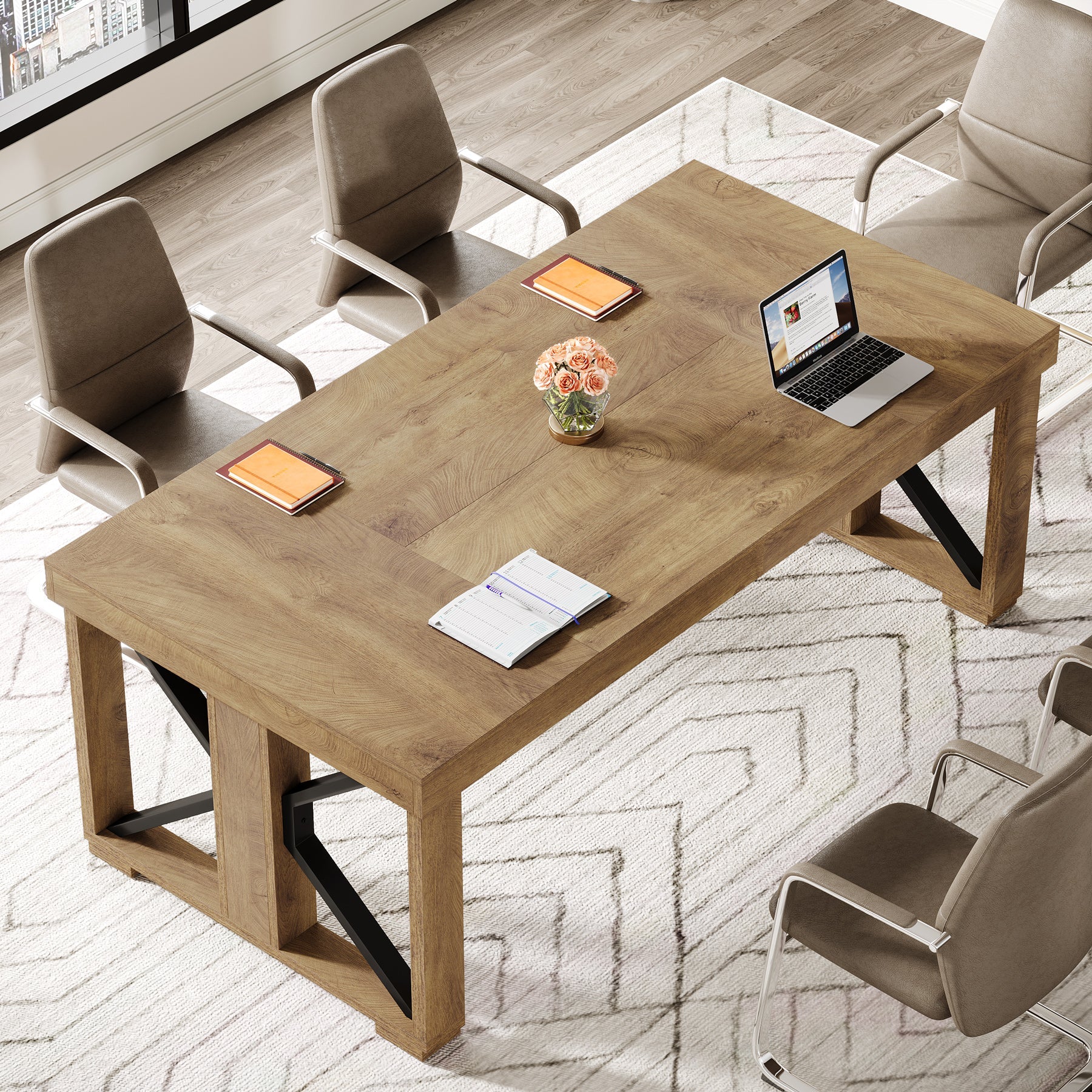 70.8" Conference Table, Rectangle Meeting Table with Large Tabletop Tribesigns