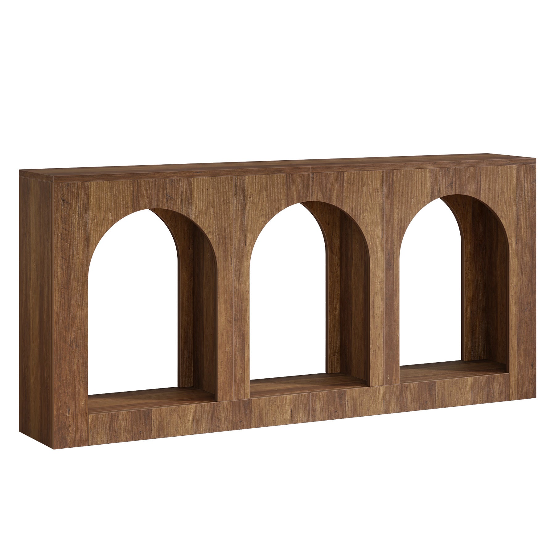 70.8" Console Table, Wood Entryway Entry Table with 3 Arched Shelves Tribesigns