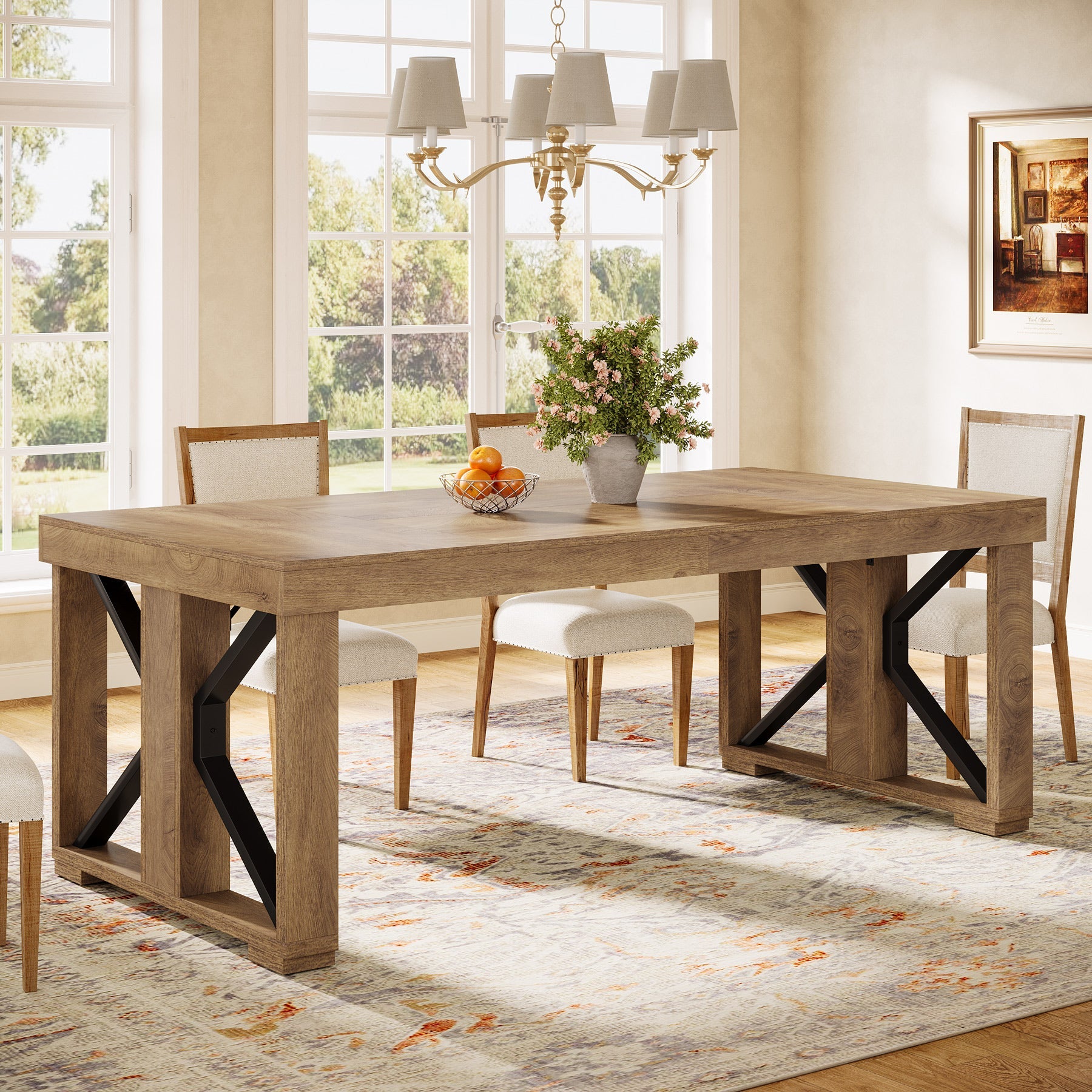 70.8" Dining Table, Wooden Kitchen Dinner Table for 6 - 8 People Tribesigns