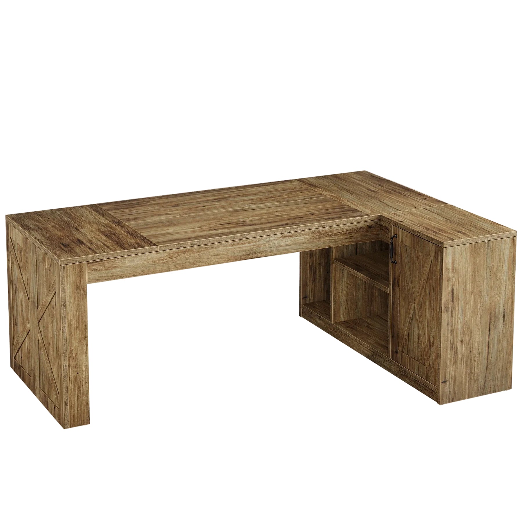 70.8" Executive Desk, L - Shaped Computer Table with Storage Cabinet Tribesigns