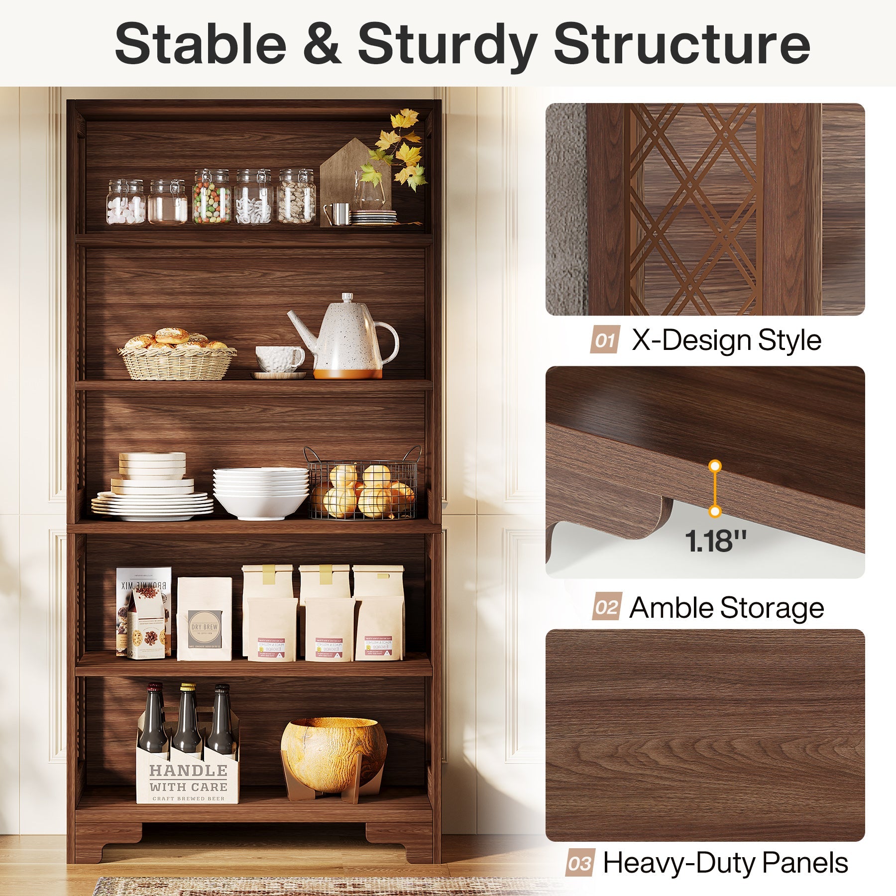 70.8" Freestanding Bookshelf, 6 - Tier Bookcase Display Rack Storage Shelves Tribesigns