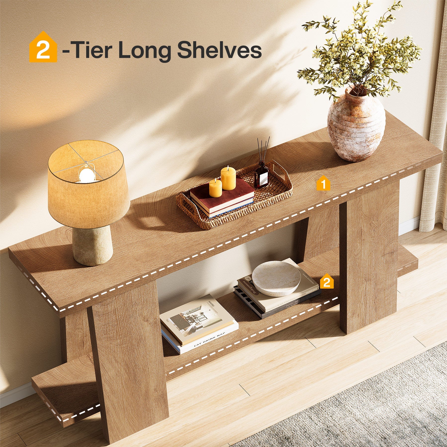 70.9" Console Table , 2 - Tier Farmhouse Sofa Entryway Table Tribesigns