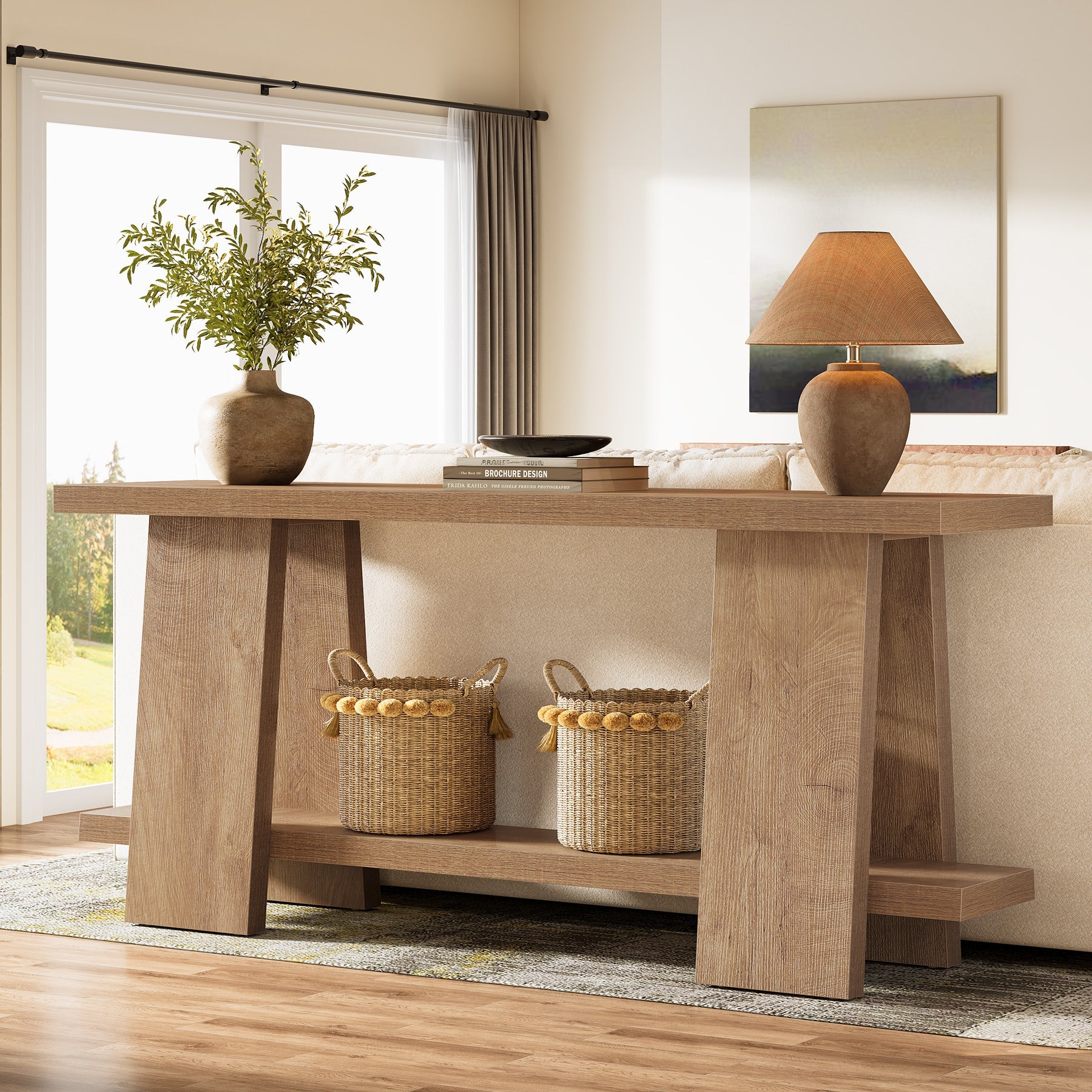 70.9" Console Table , 2 - Tier Farmhouse Sofa Entryway Table Tribesigns