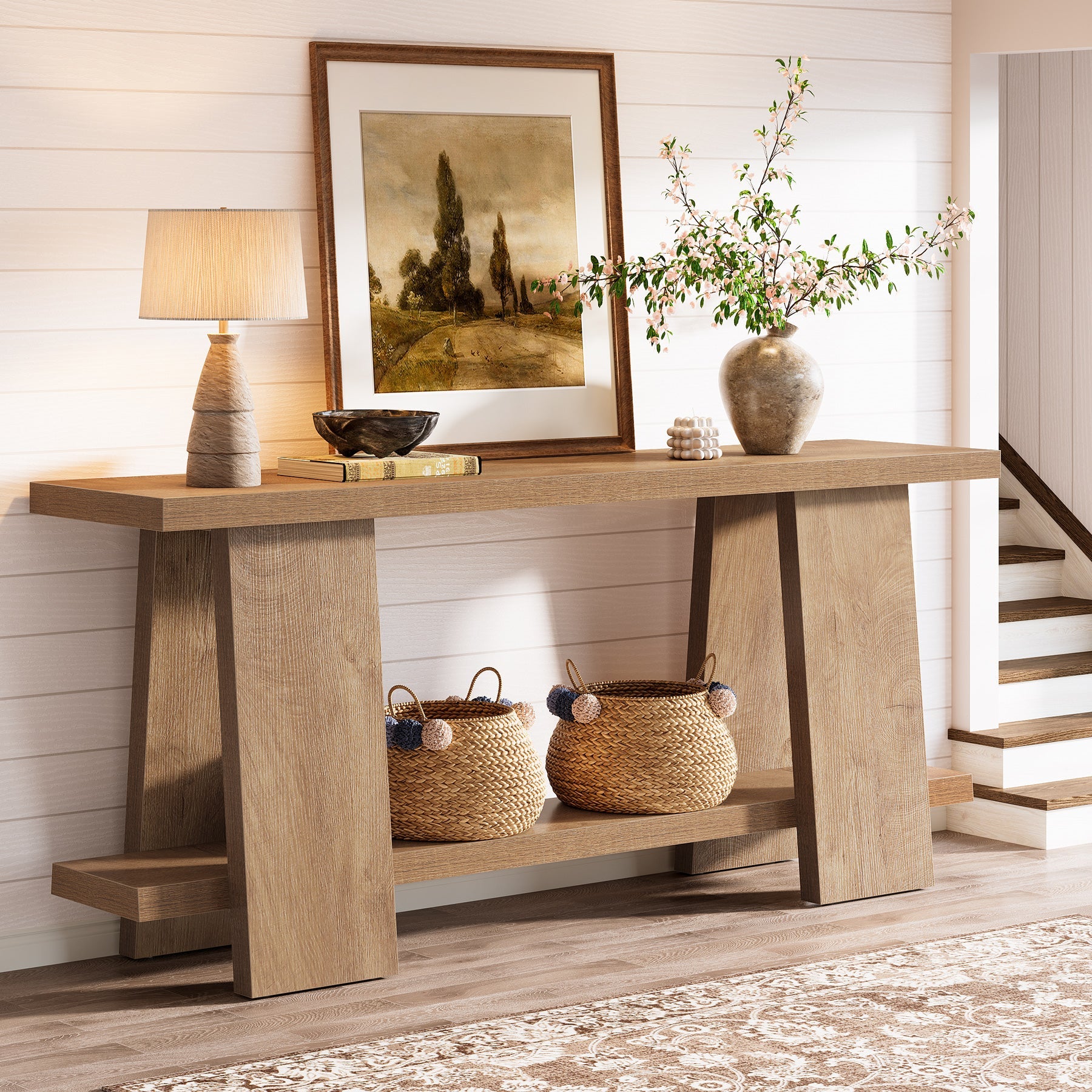 70.9" Console Table , 2 - Tier Farmhouse Sofa Entryway Table Tribesigns