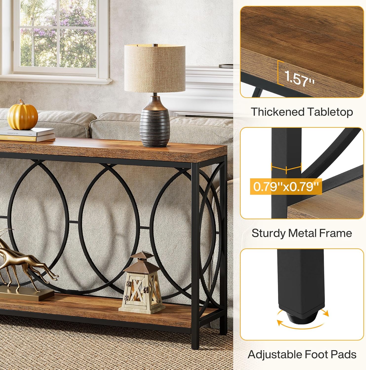70.9" Console Table, 2 - Tier Long Sofa Table Entryway Console with Storage Shelf Tribesigns