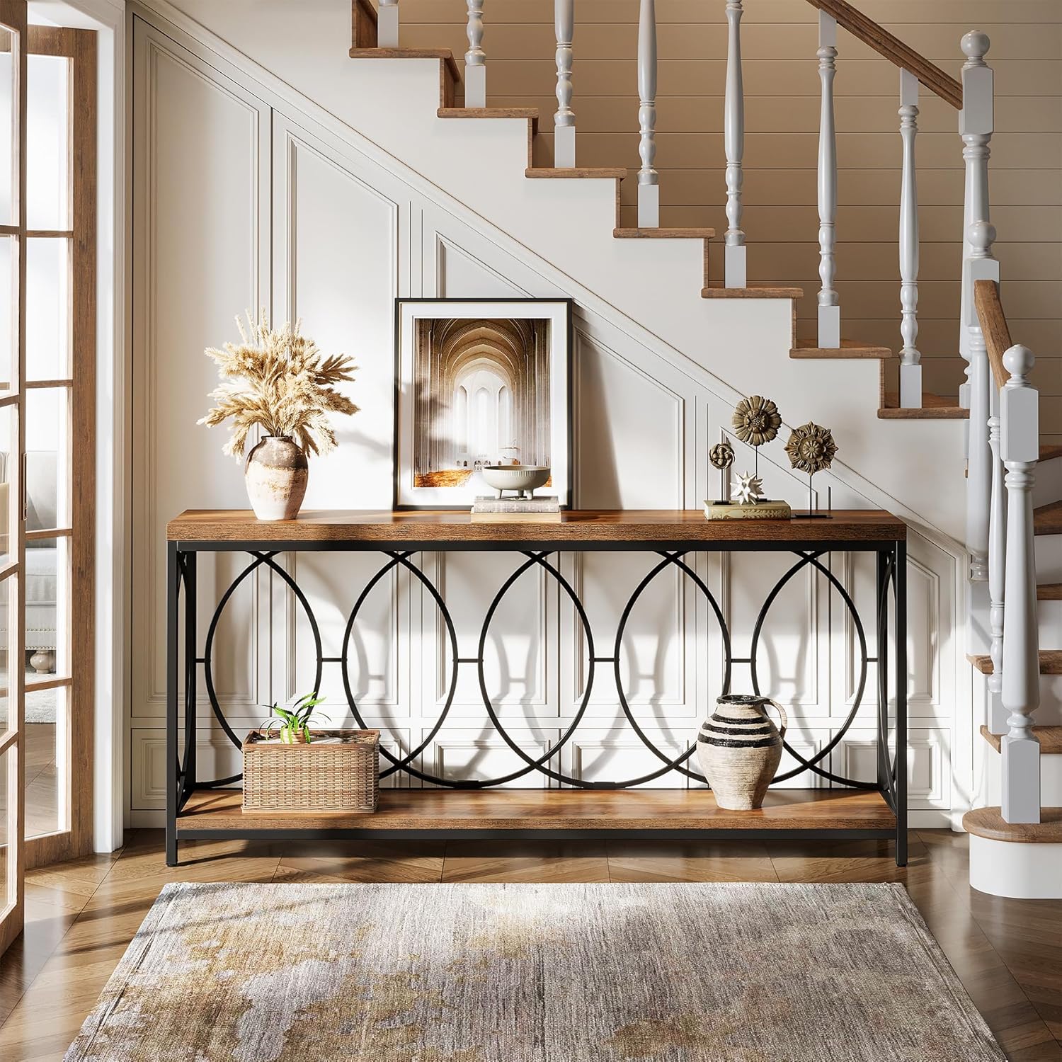 70.9" Console Table, 2 - Tier Long Sofa Table Entryway Console with Storage Shelf Tribesigns