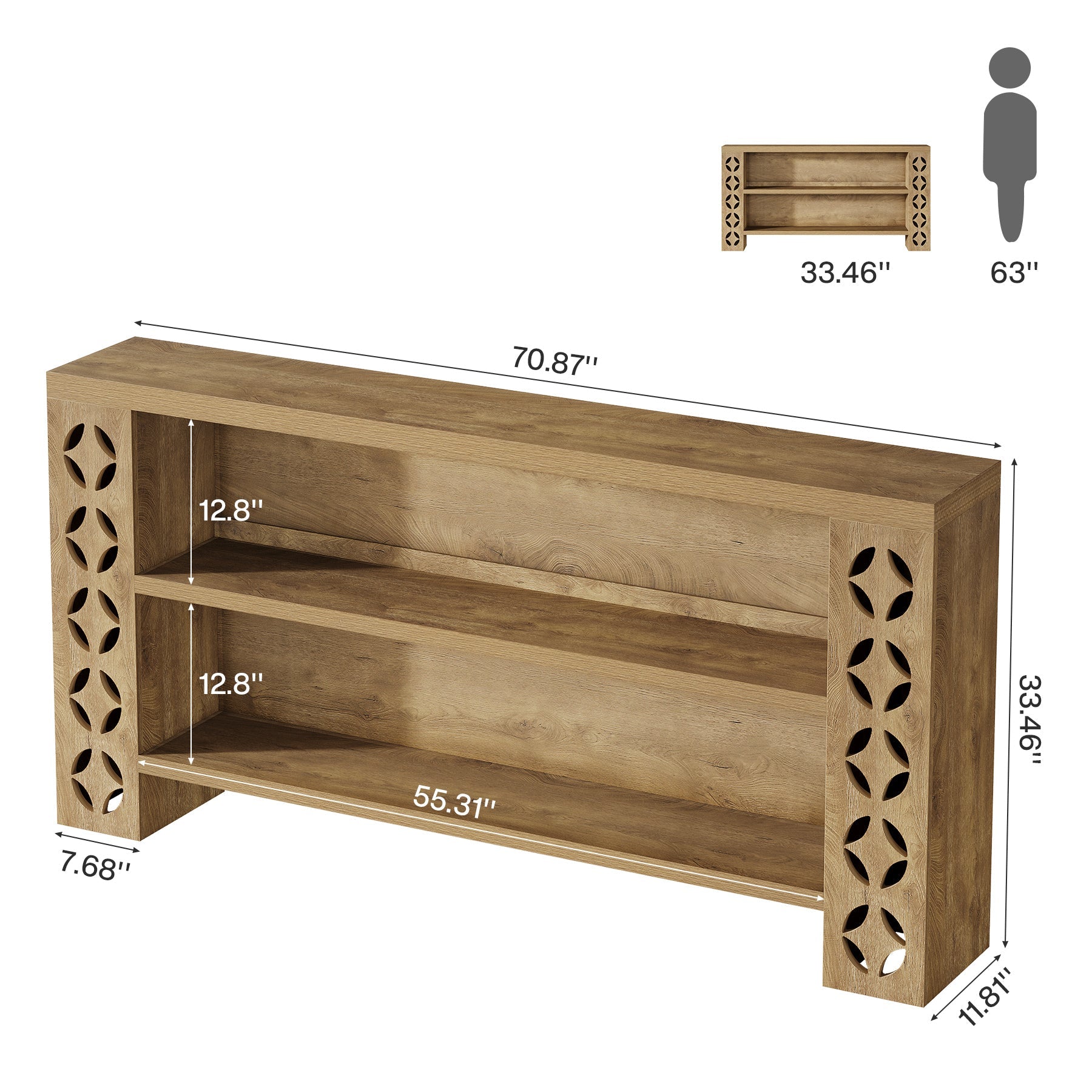 70.9" Console Table, 3 - Tier Narrow Entryway Sofa Table Behind Couch Tribesigns