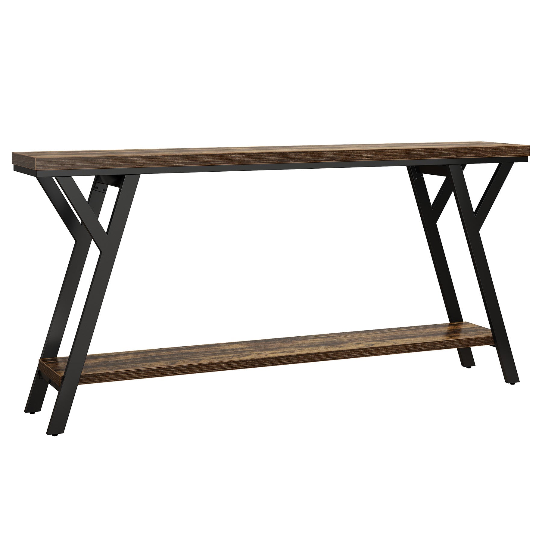 70.9" Console Table, Industrial Sofa Table Behind Couch with 2 - Tier Storage Shelf Tribesigns