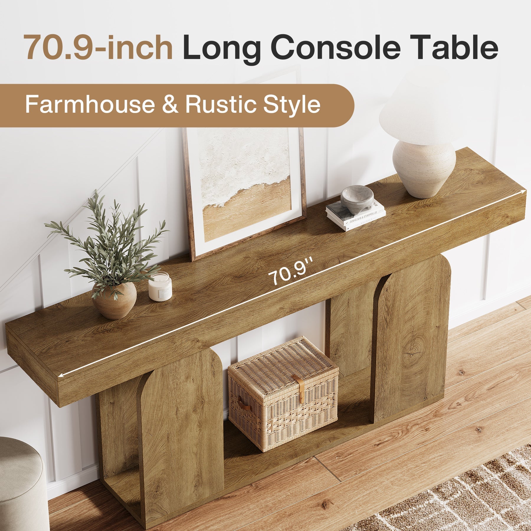 70.9" Console Table, Rustic Sofa Table Hallway Table Tribesigns