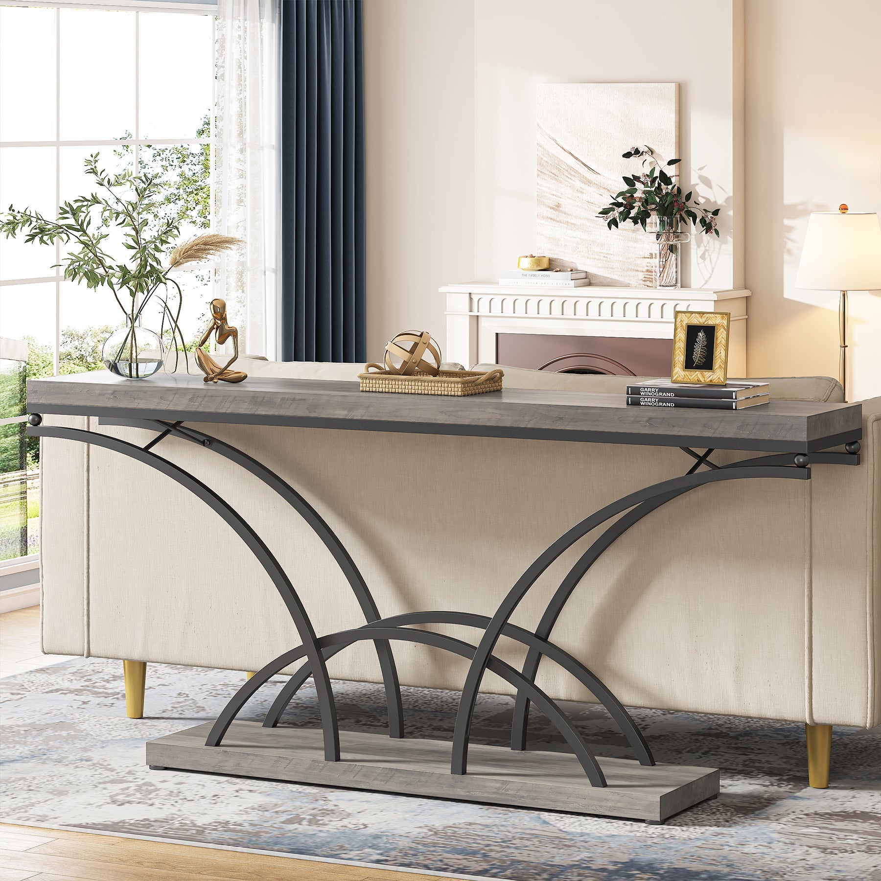 70.9" Console Table, Sofa Table with Faux Marble Tabletop for Entryway Tribesigns