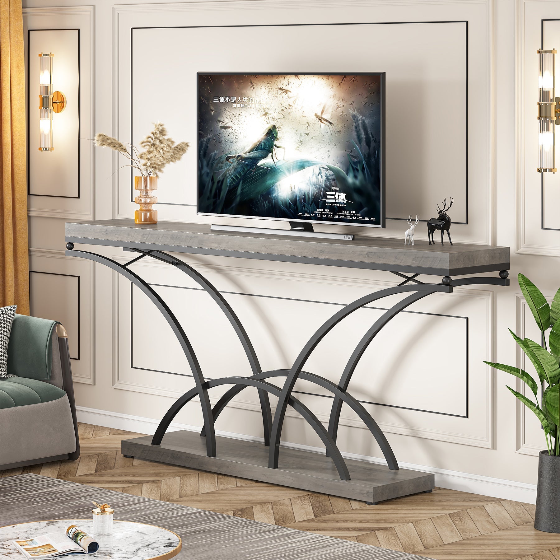 70.9" Console Table, Sofa Table with Faux Marble Tabletop for Entryway Tribesigns