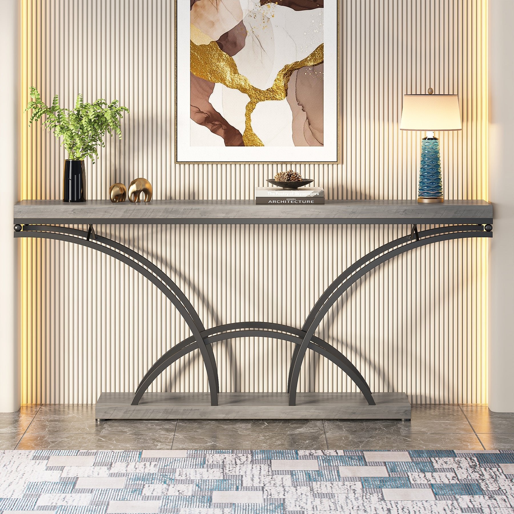 70.9" Console Table, Sofa Table with Faux Marble Tabletop for Entryway Tribesigns