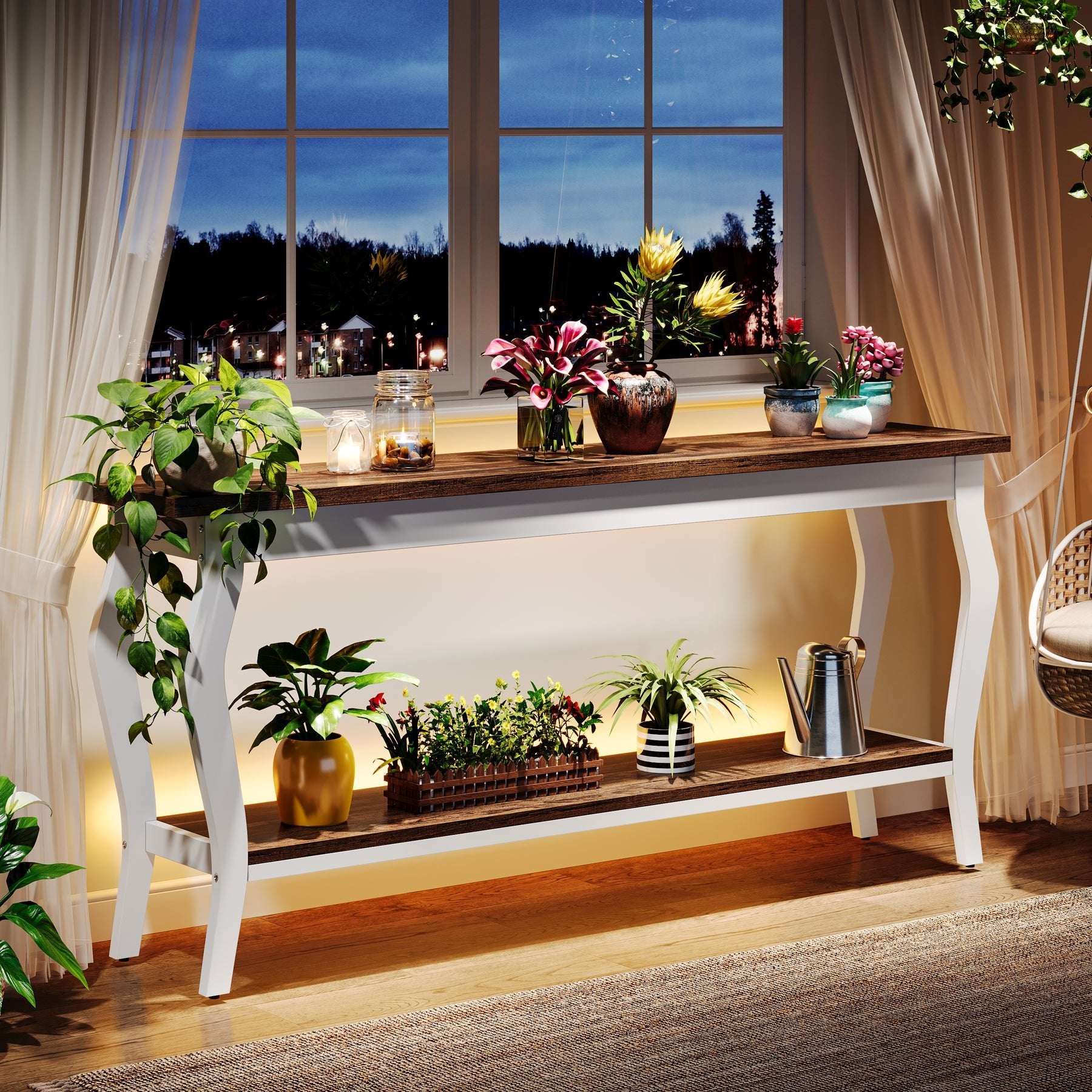 70.9" Console Table, Vintage Sofa Table with 2 - Tier Storage Tribesigns