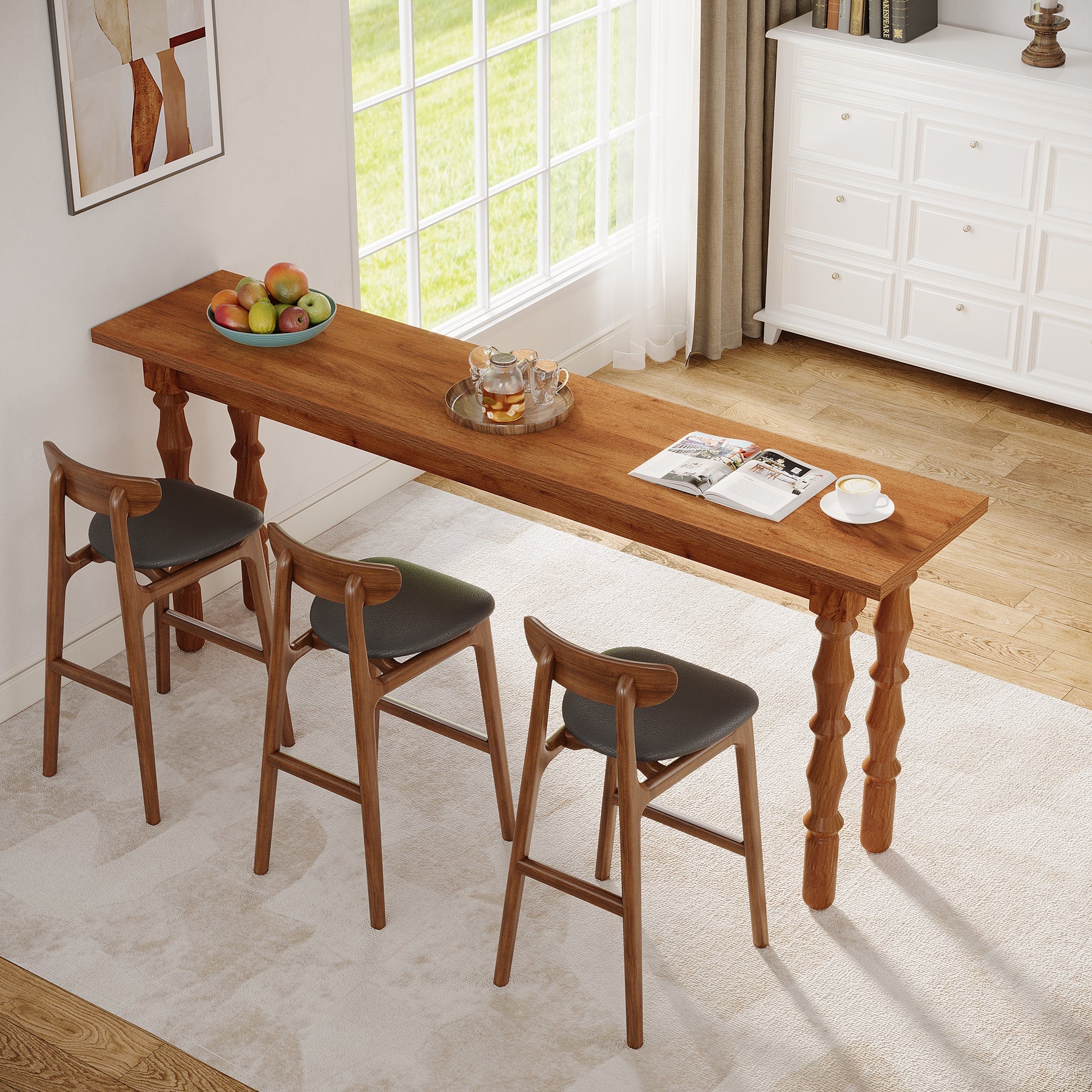 70.9" Console Table, Wood Sofa Table Behind Couch Tribesigns