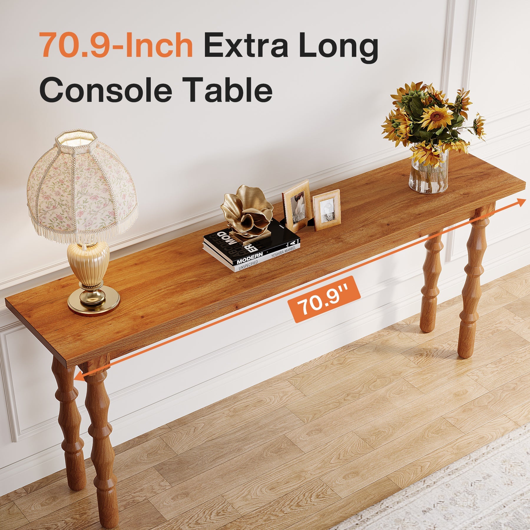 70.9" Console Table, Wood Sofa Table Behind Couch Tribesigns