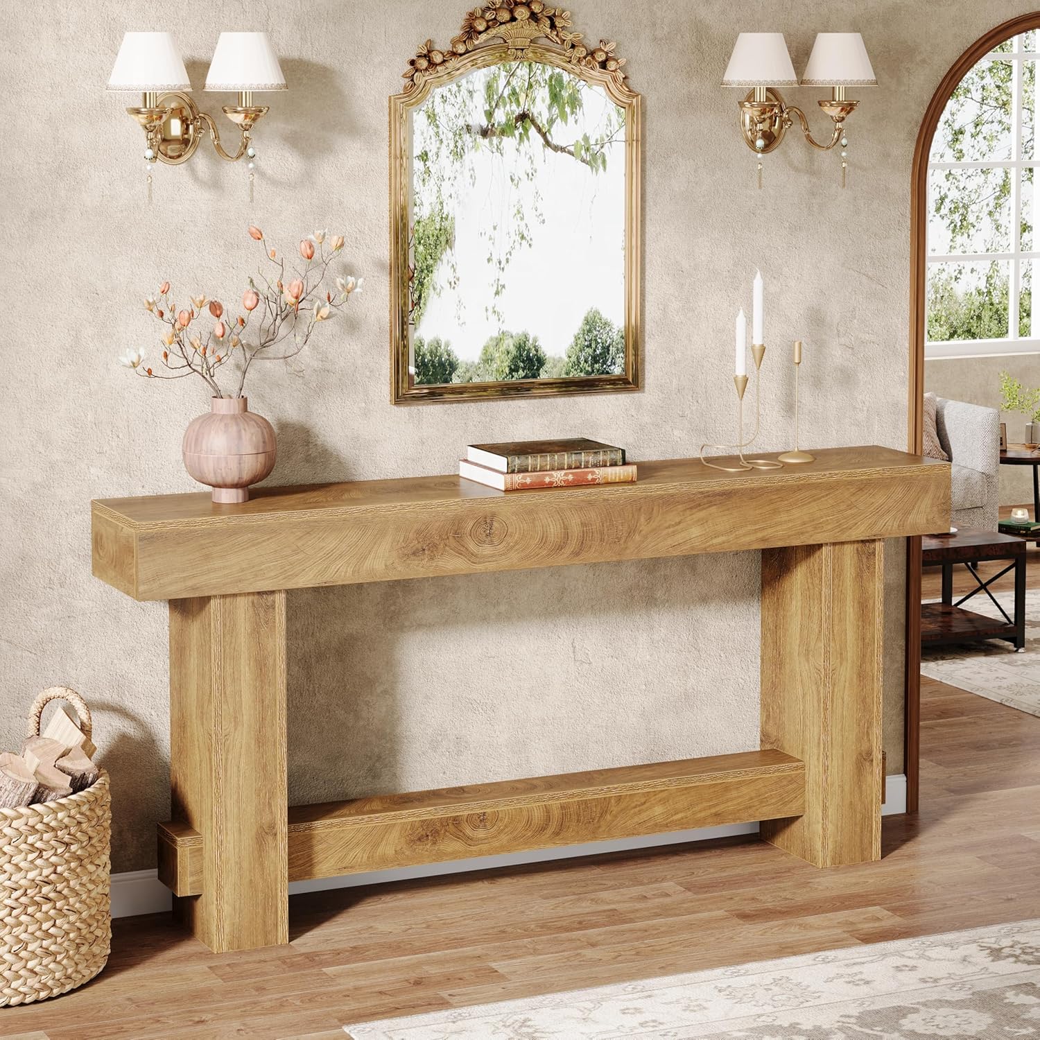 70.9" Console Table, Wooden Farmhouse Sofa Table Hallway Table Tribesigns