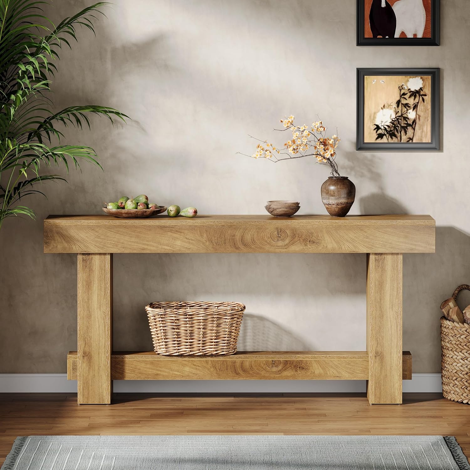 70.9" Console Table, Wooden Farmhouse Sofa Table Hallway Table Tribesigns