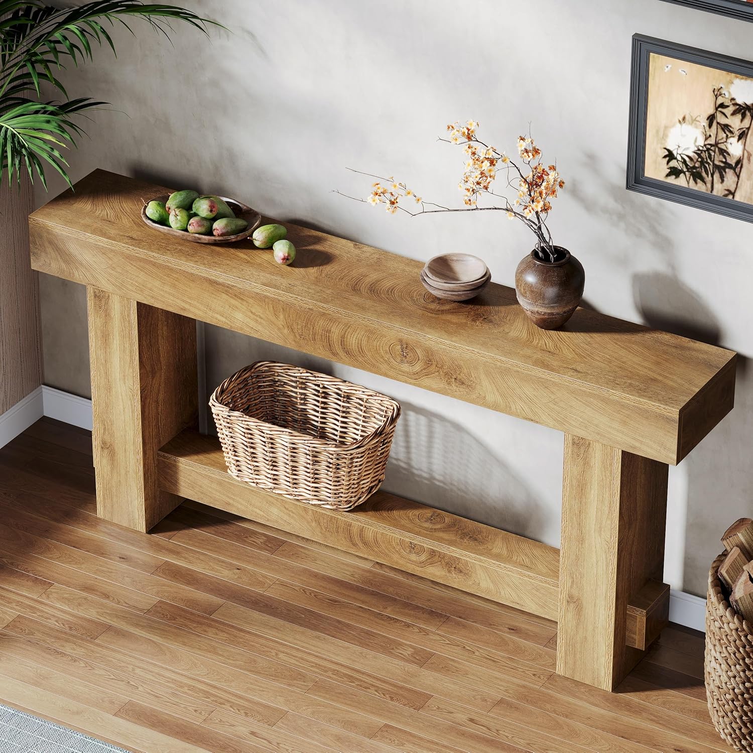 70.9" Console Table, Wooden Farmhouse Sofa Table Hallway Table Tribesigns