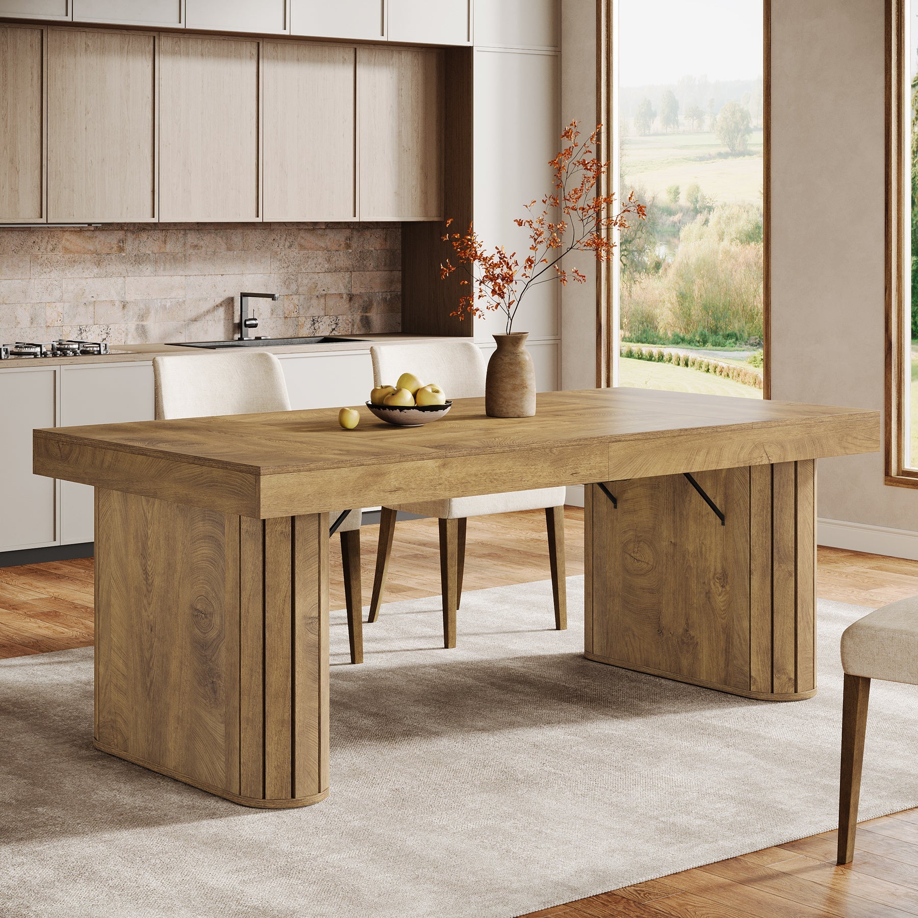 70.9" Dining Table, Farmhouse Kitchen Table with Thick Tabletop for 6 - 8 Tribesigns