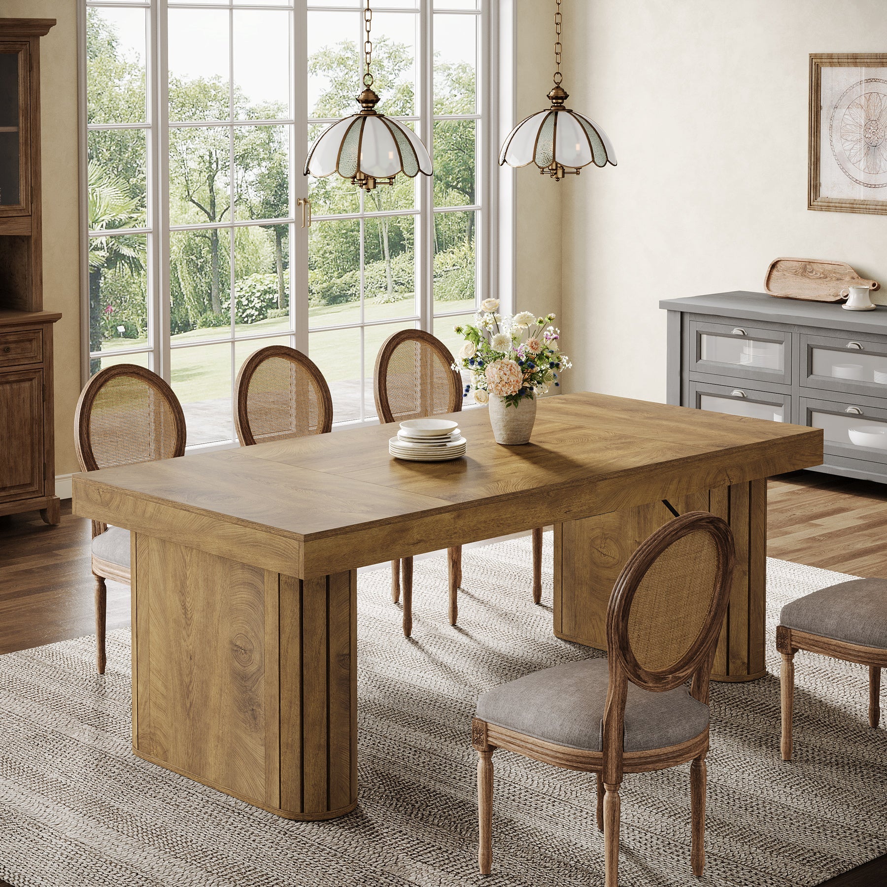 70.9" Dining Table, Farmhouse Kitchen Table with Thick Tabletop for 6 - 8 Tribesigns