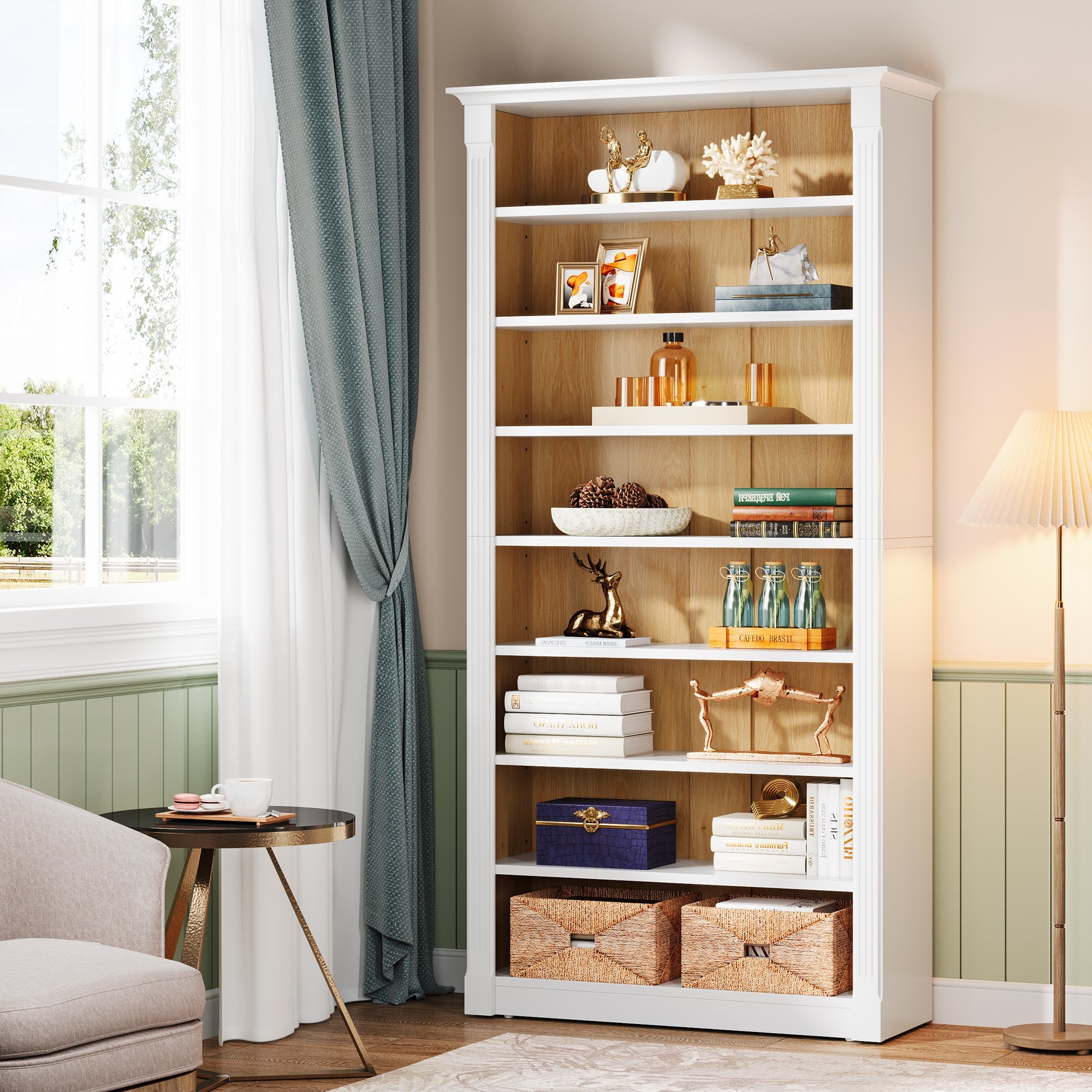 70.9" Tall Bookcase, Modern 8-Tier Bookshelf Freestanding Display Shelf Tribesigns