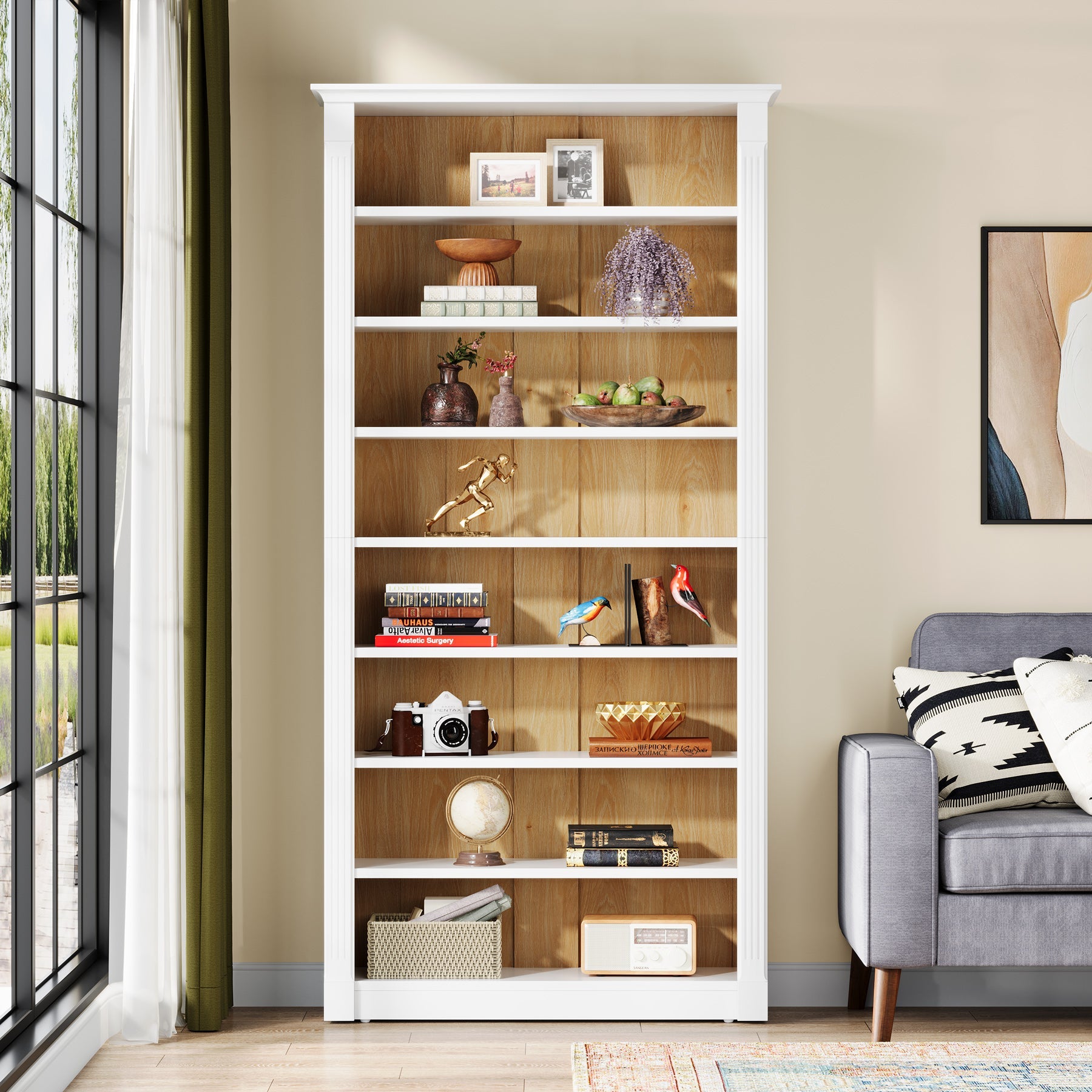 70.9" Tall Bookcase, Modern 8-Tier Bookshelf Freestanding Display Shelf Tribesigns