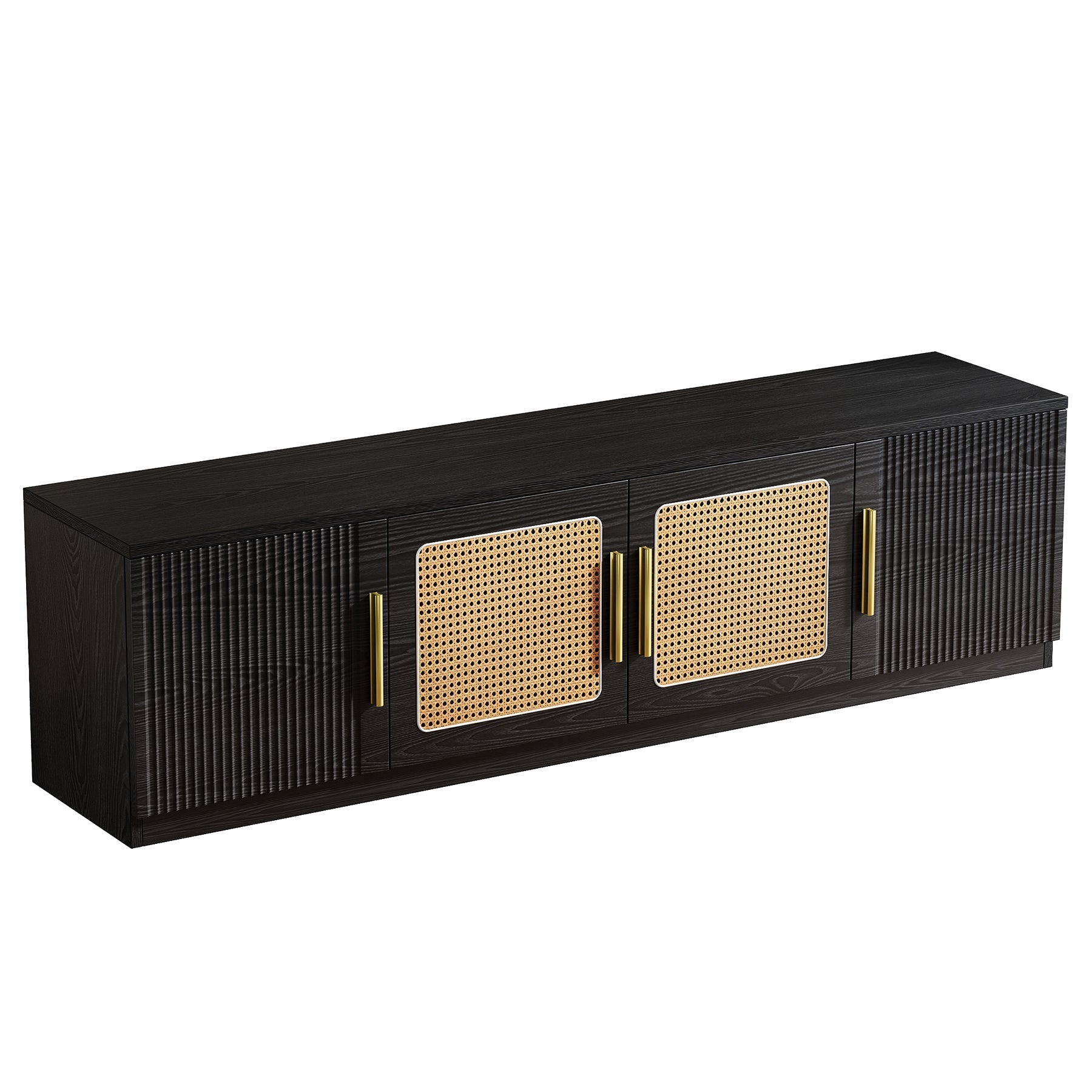 70.9" TV Stand, Mid Century Entertainment Center with 6 - Tier Storage Shelf Tribesigns