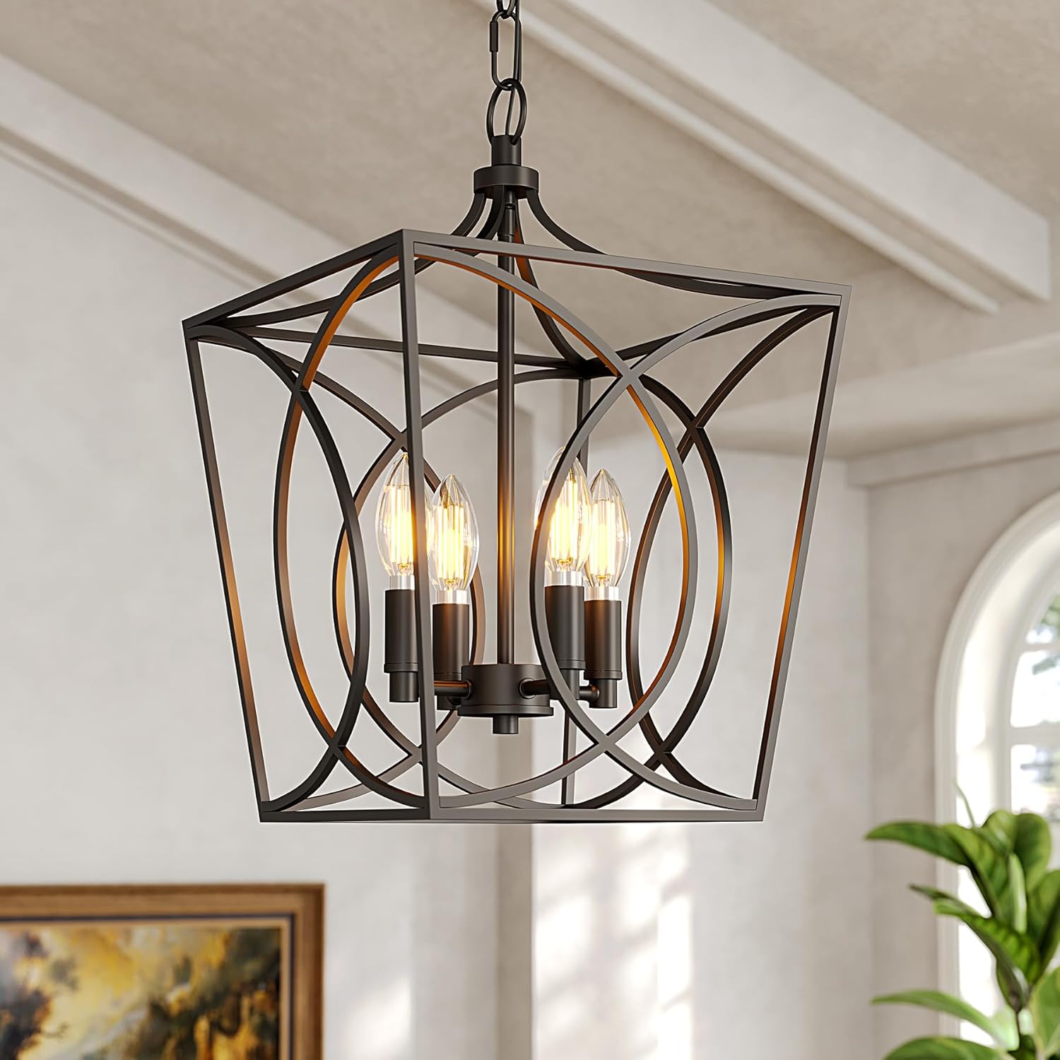 4-Light Pendant Light Fixture, Industrial Chandelier With Adjustable Chain