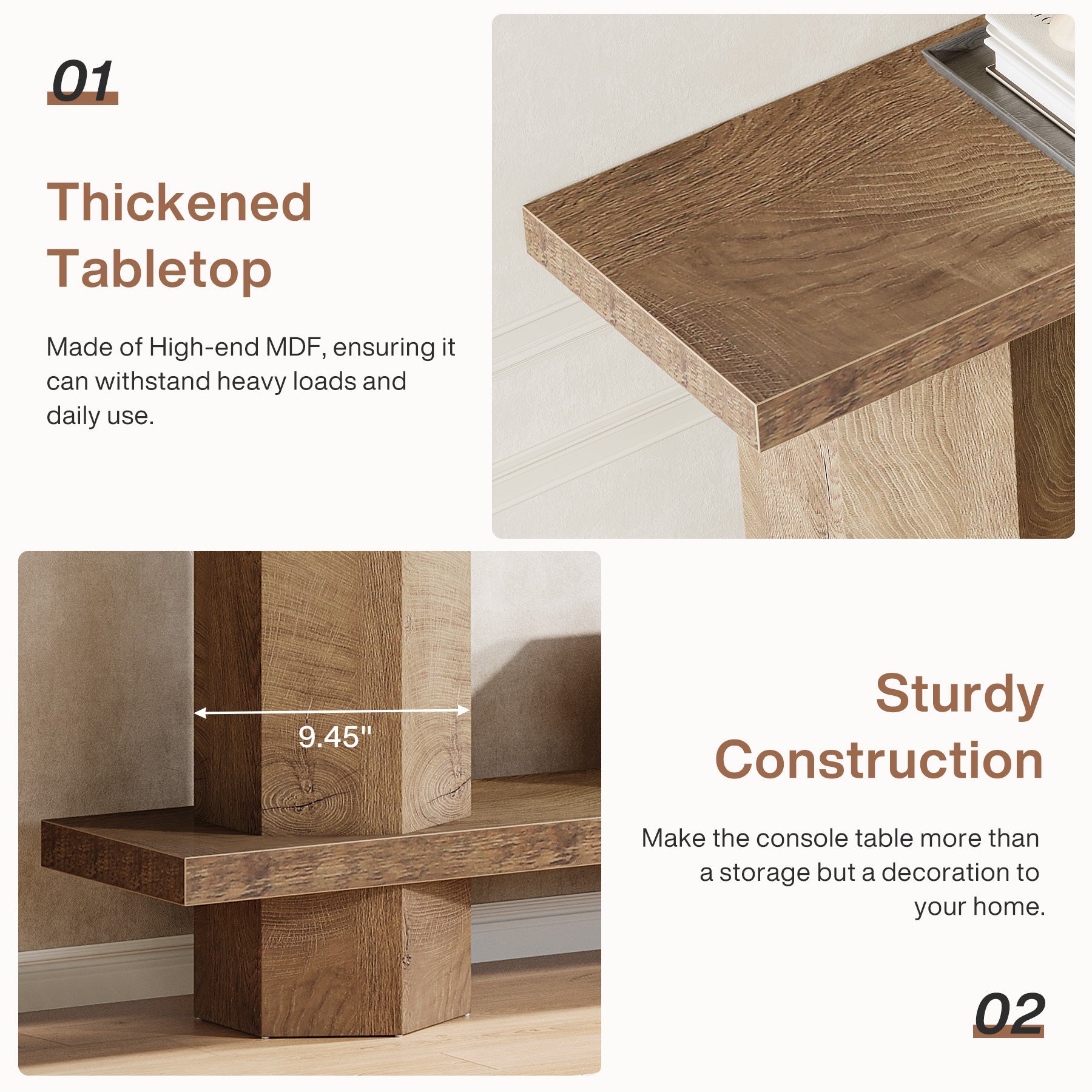 71" Console Table, 2 - Tier Hallway Table Sofa Table Behind Couch Tribesigns