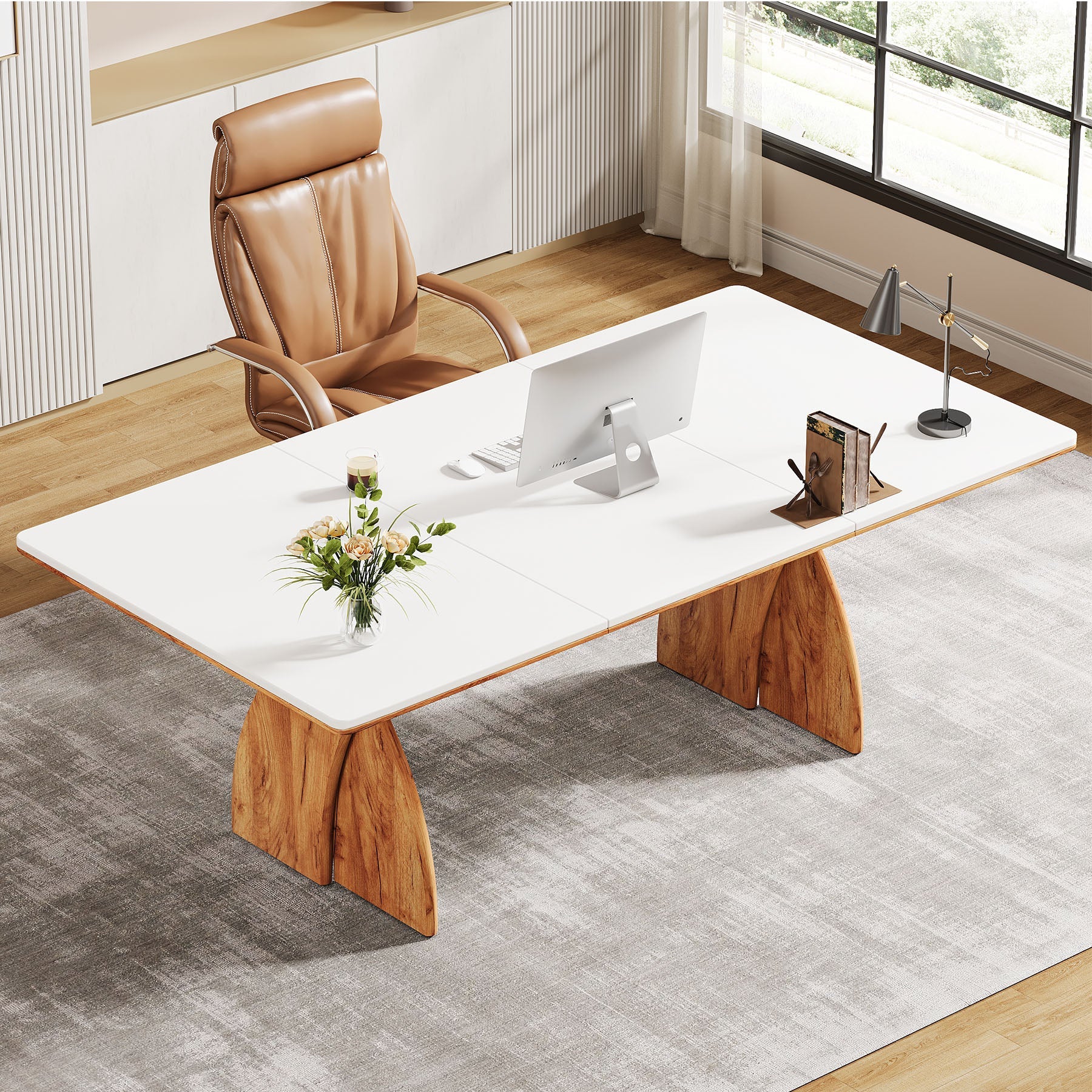 71" Executive Desk, Modern Computer Desk with Heavy Duty Legs Tribesigns