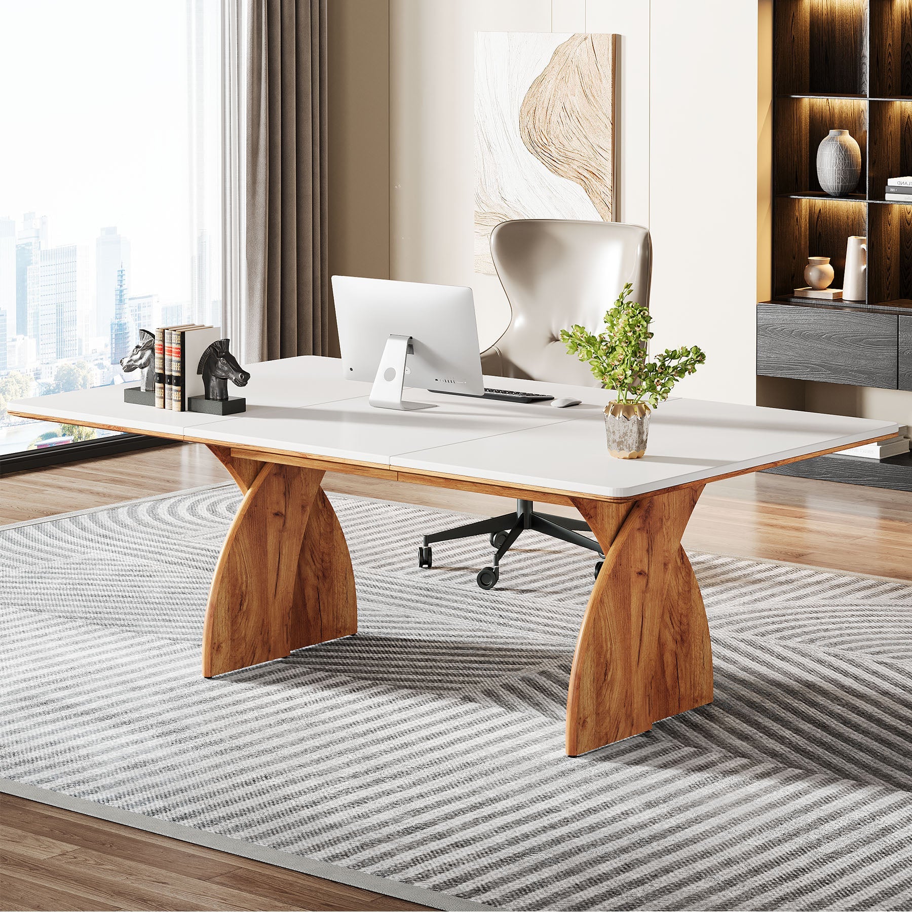 71" Executive Desk, Modern Computer Desk with Heavy Duty Legs Tribesigns