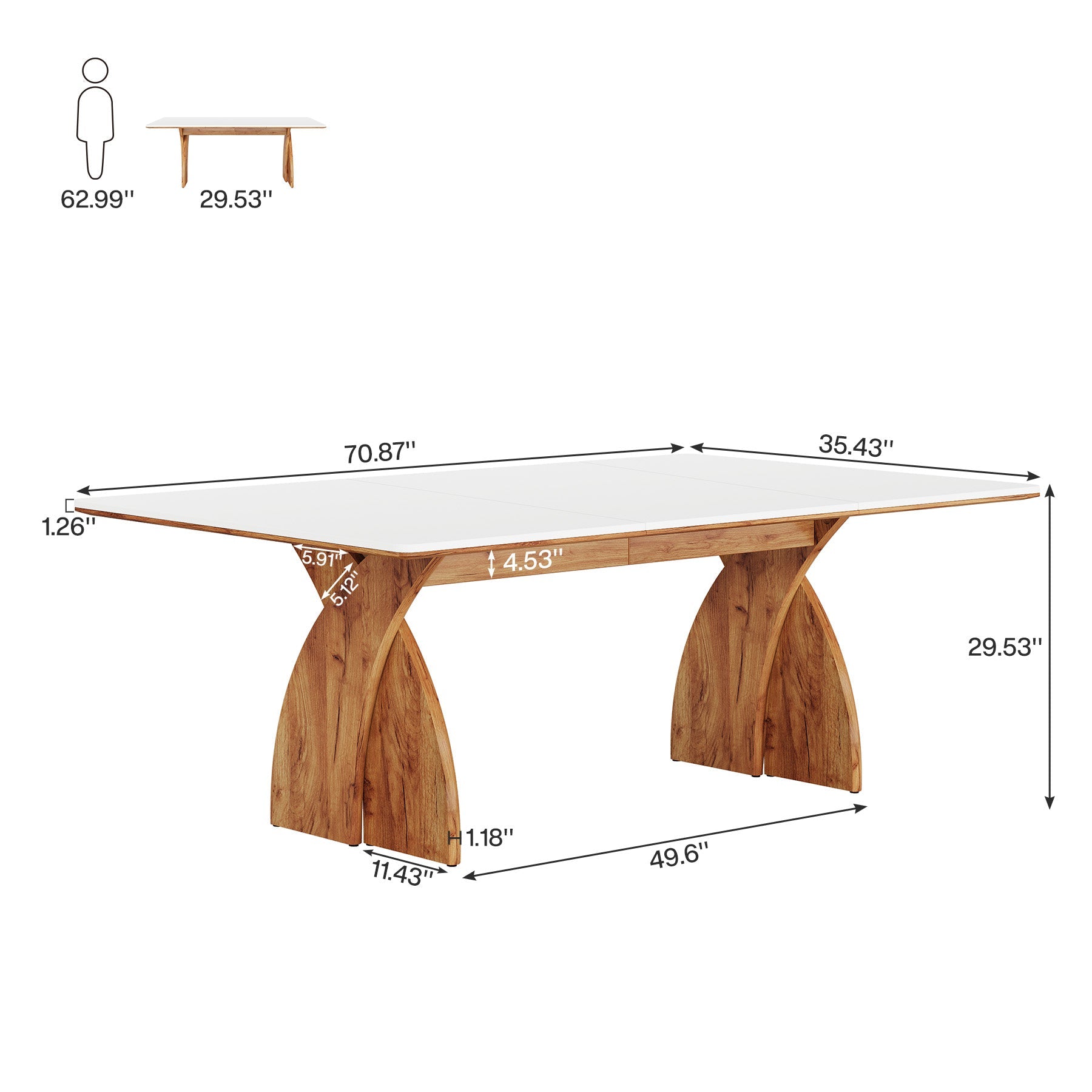71" Executive Desk, Modern Computer Desk with Heavy Duty Legs Tribesigns