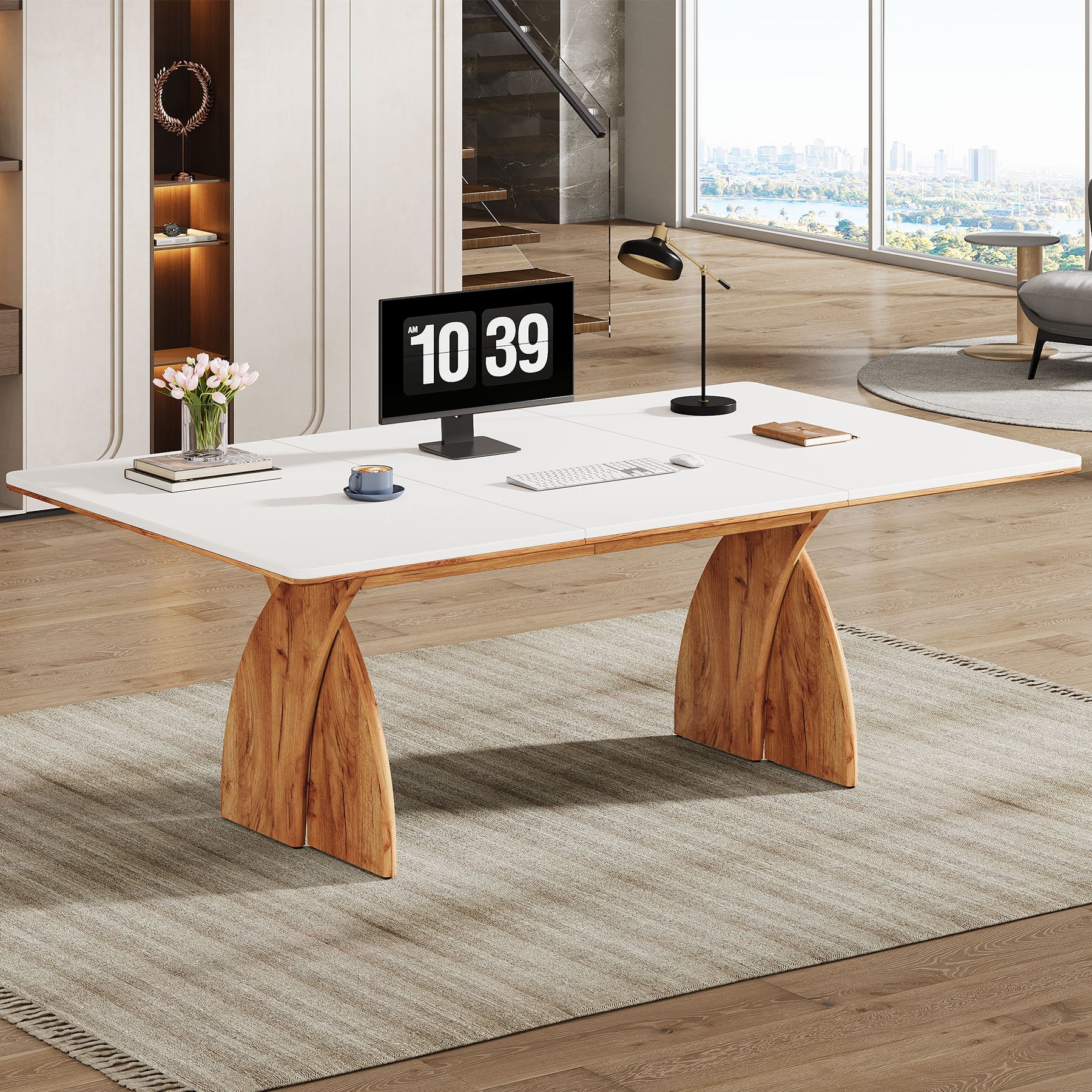 71" Executive Desk, Modern Computer Desk with Heavy Duty Legs Tribesigns