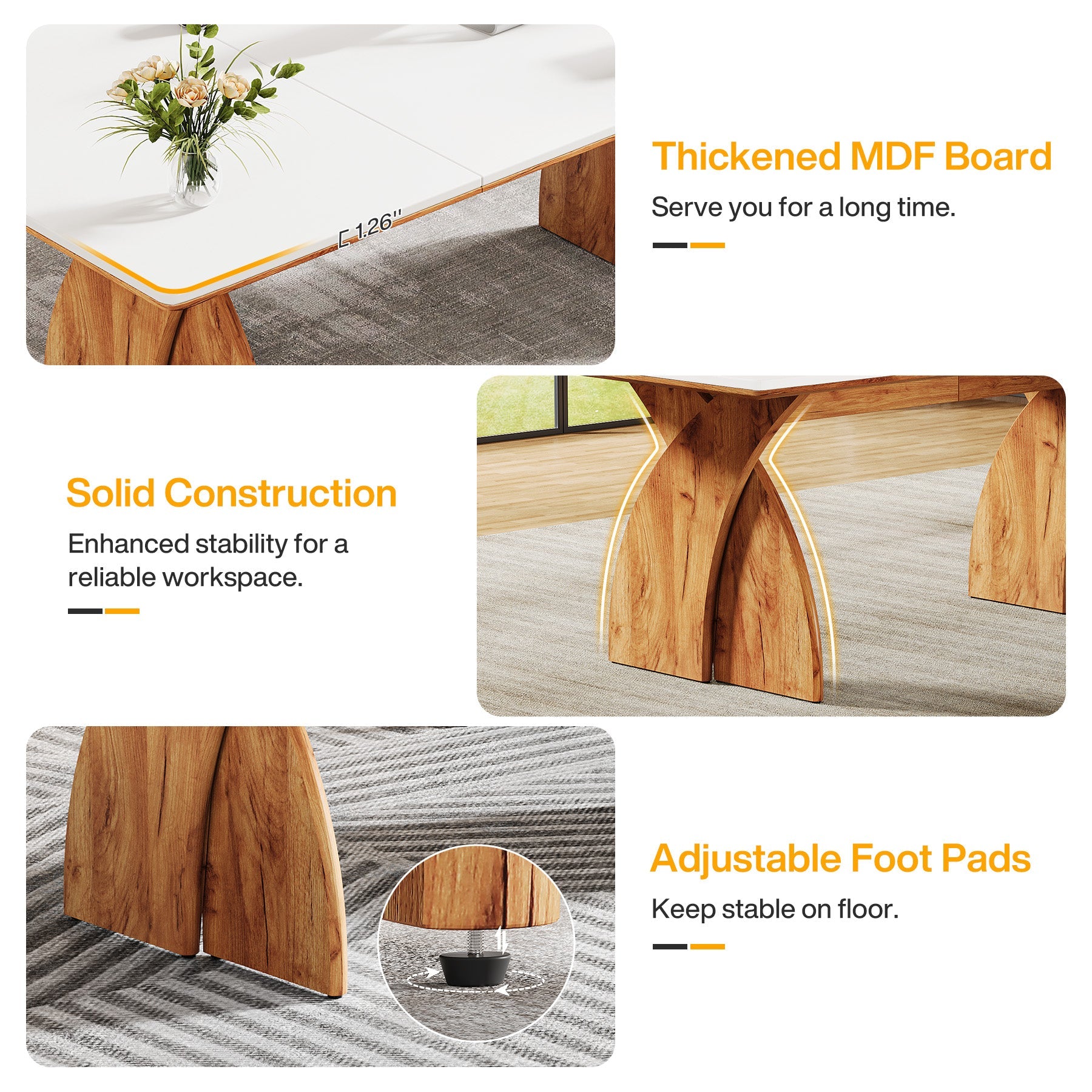 71" Executive Desk, Modern Computer Desk with Heavy Duty Legs Tribesigns