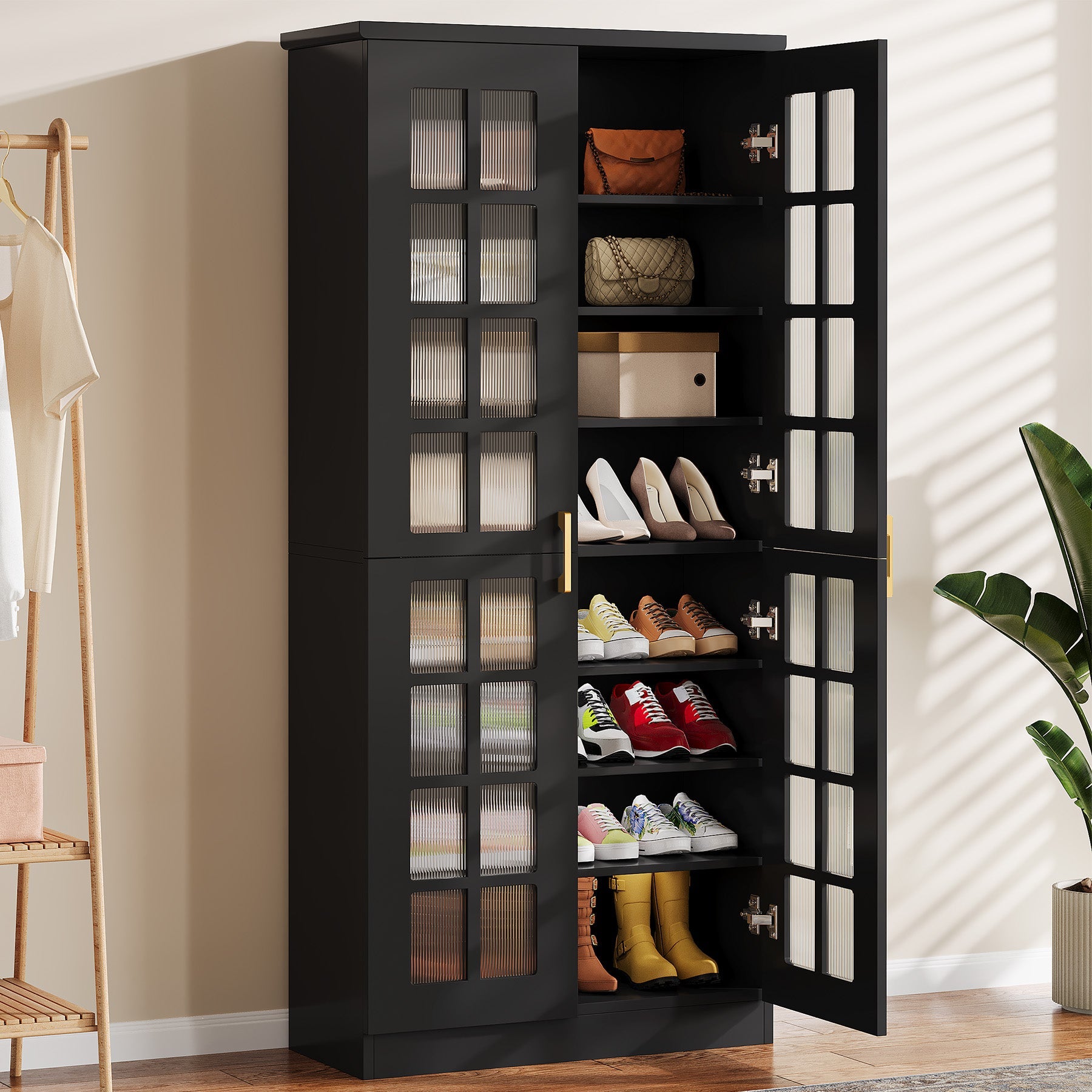 71" Shoe Cabinet, 8 - tier Shoe Storage Racks With Adjustable Shelves Tribesigns