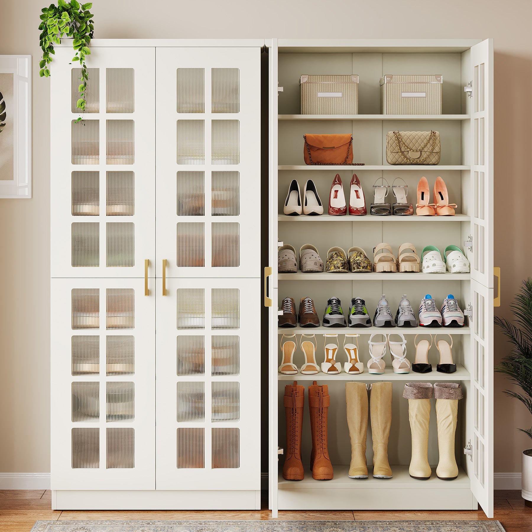 71" Shoe Cabinet, 8 - tier Shoe Storage Racks With Adjustable Shelves Tribesigns