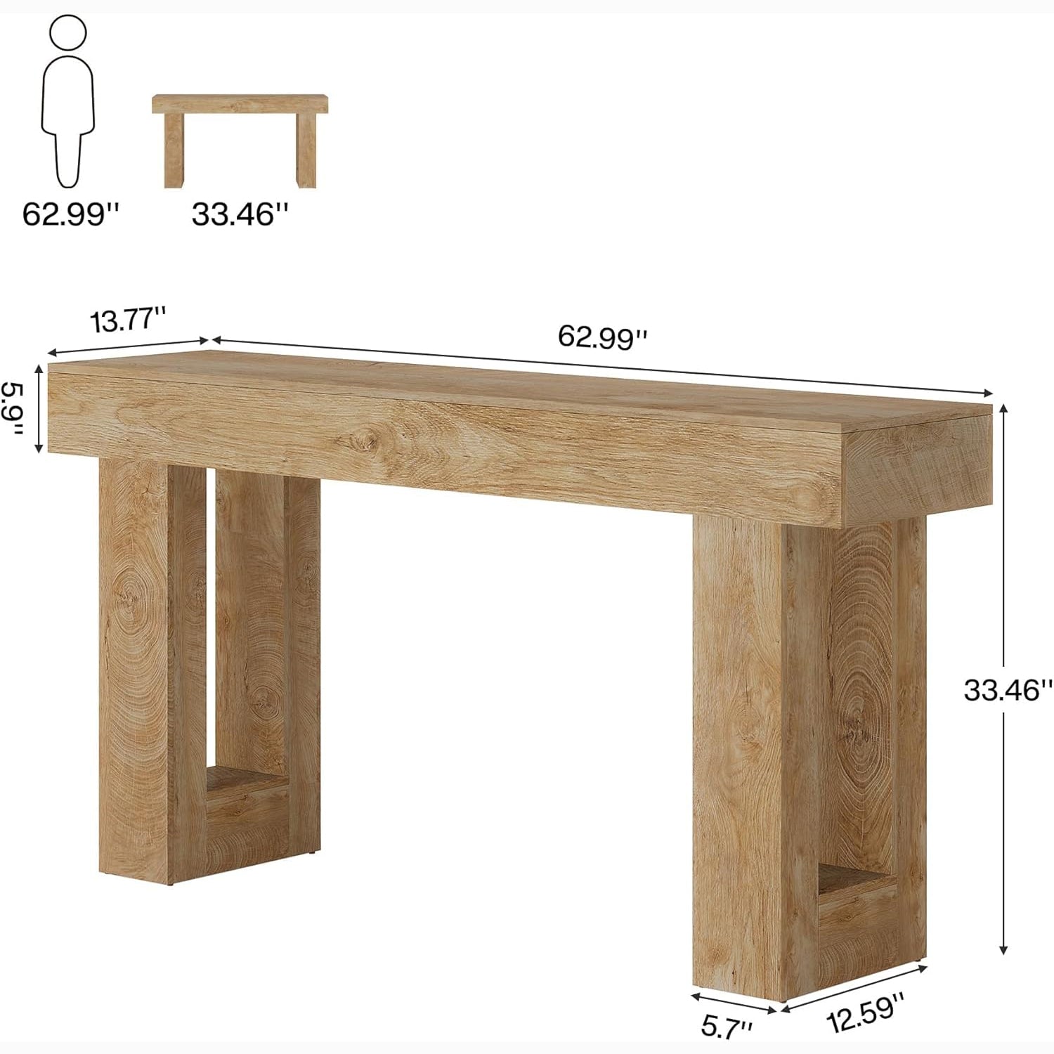 Tribesigns 63-Inch Console Table, Farmhouse Wooden Sofa Table