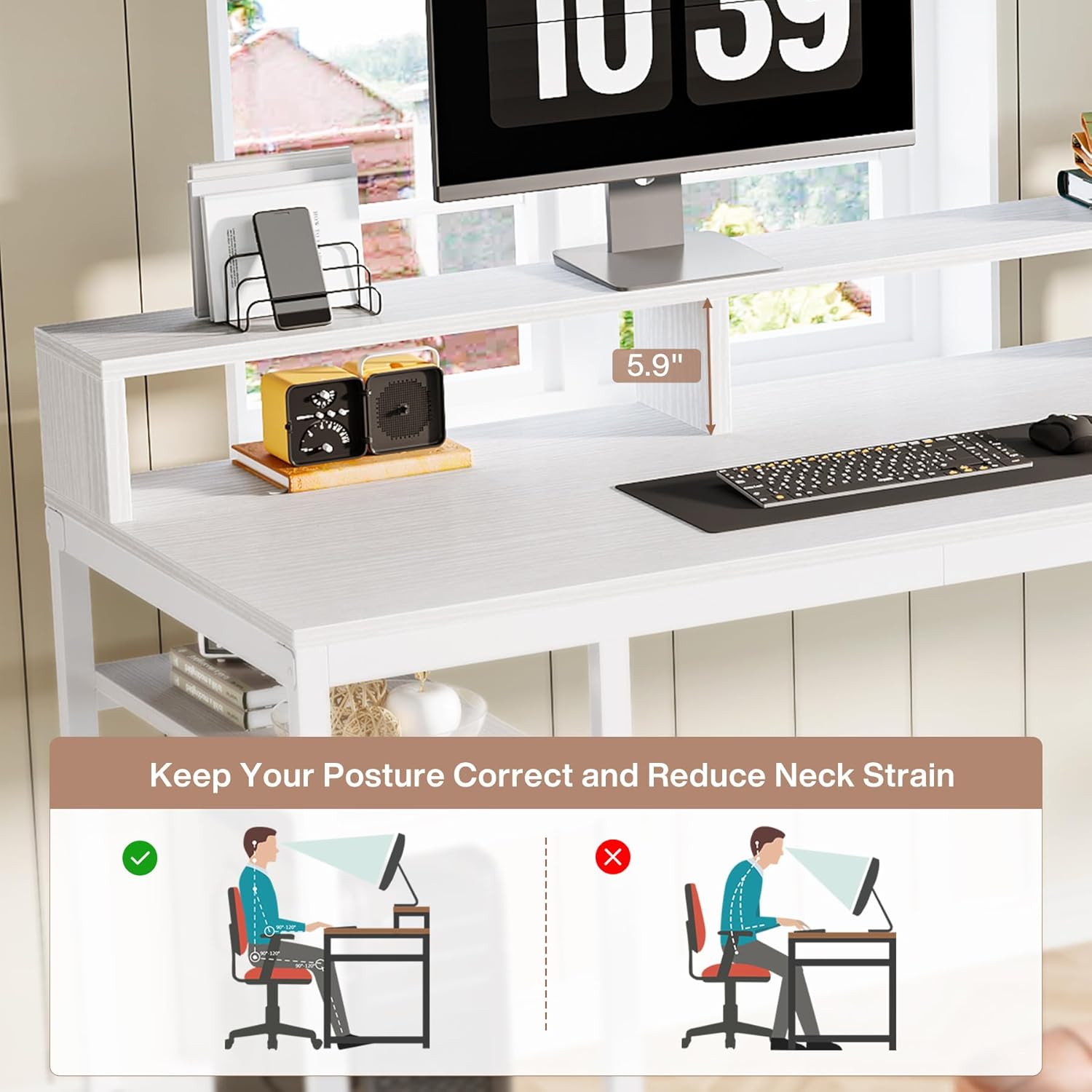 78.74" Extra Long Two Person Desk, Double Computer Desk with Storage Shelves