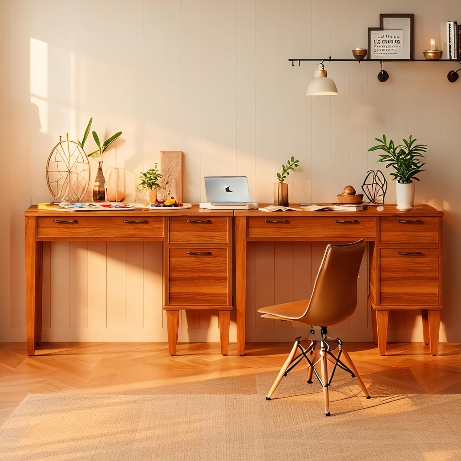 47" Computer Desk, Rustic Office Desk With File Cabinet