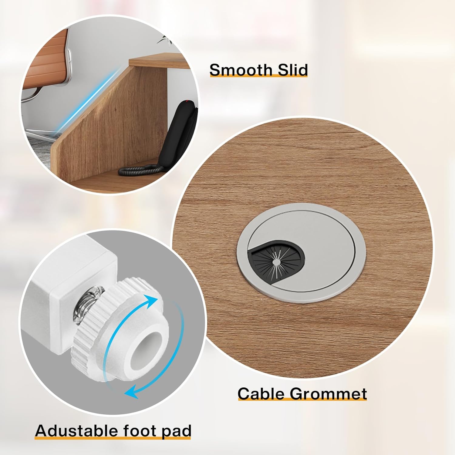 46.46" Modern Reception Desk, White Front Counter with Cable Grommet for Salon and Home Office